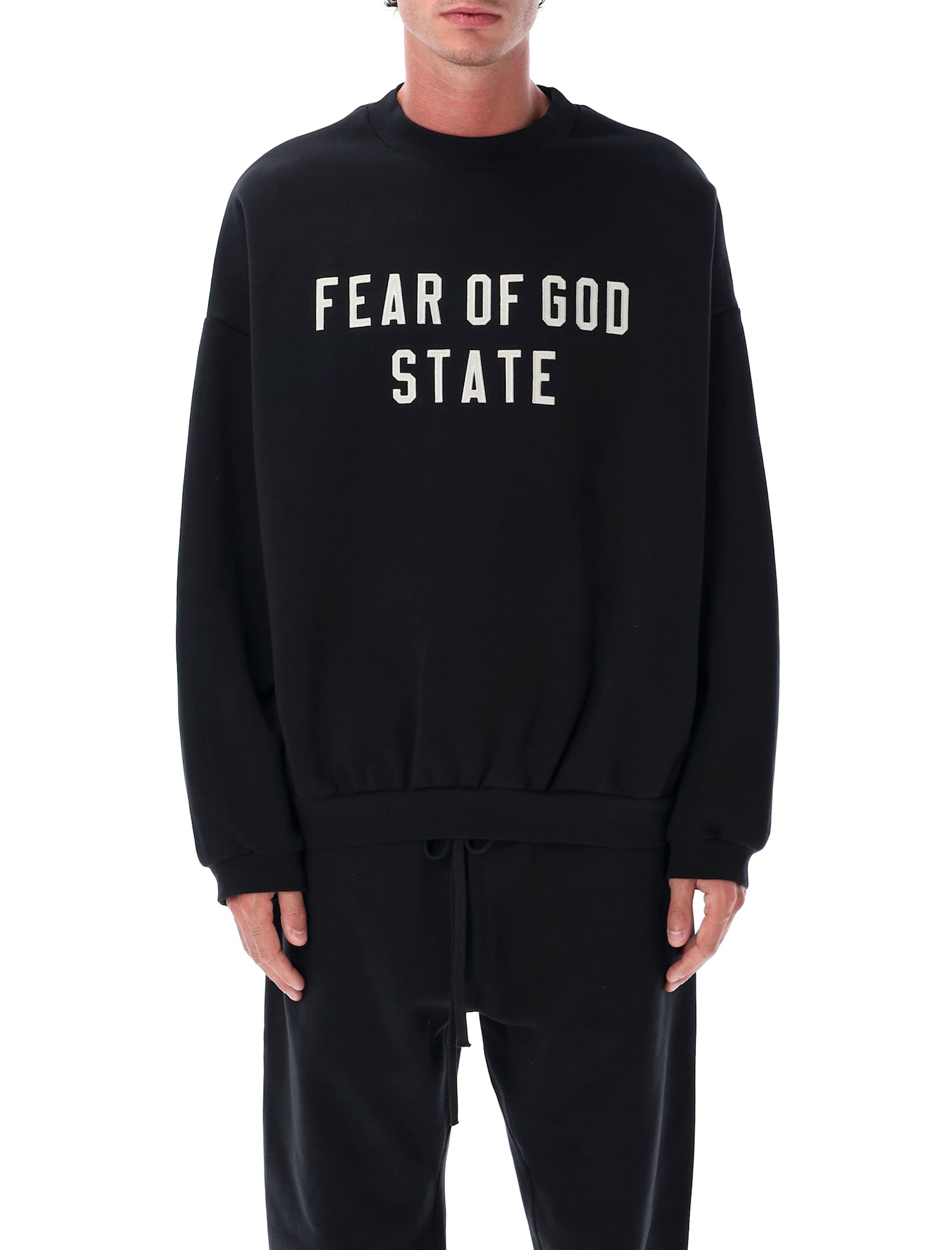 Fear Of God 90's Fit Fleece Crewneck Sweatshirt In Black