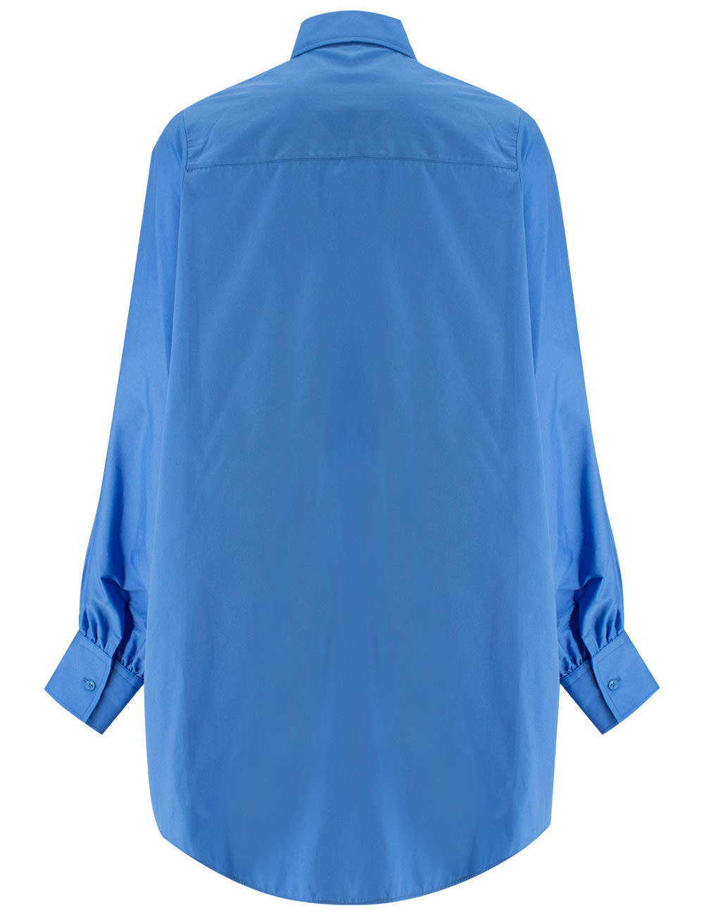 Ermanno Scervino Oversize Poplin Shirt Floral Embroidery In Blue