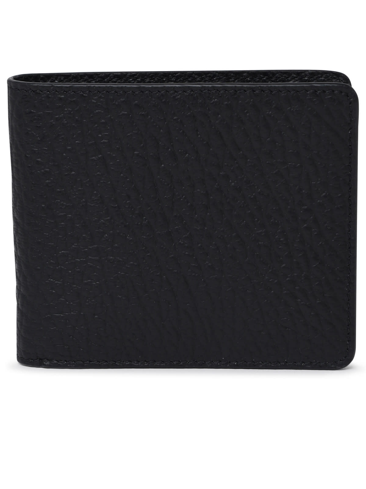 Four Stitches Black Embossed Leather Wallet