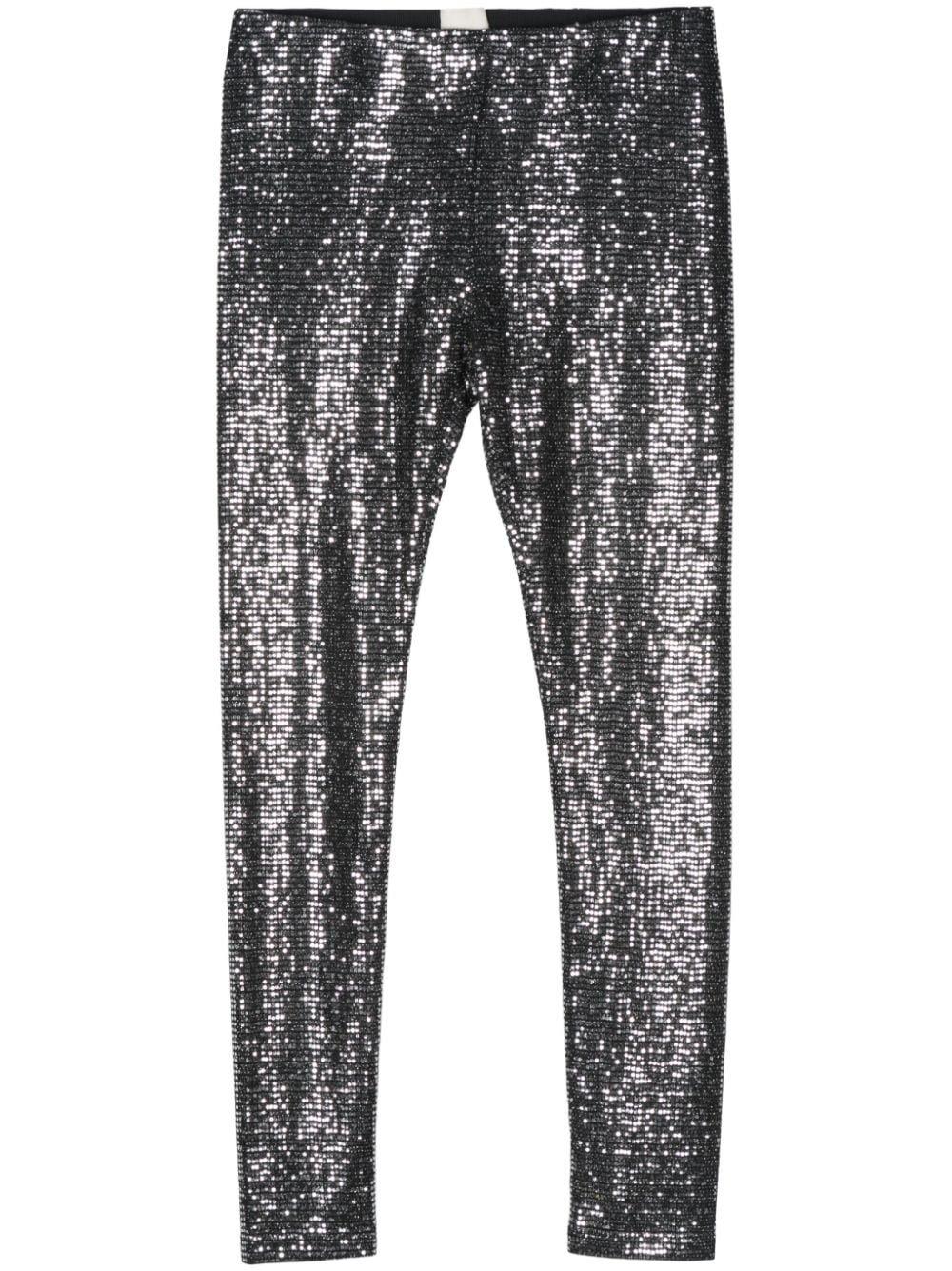 Shop Isabel Marant Stretch Embellished Trousers In Silver