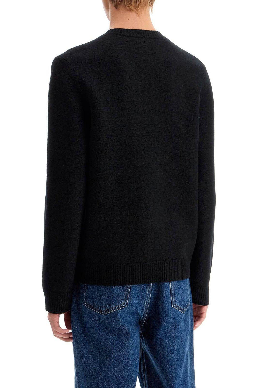 Shop Apc Crewneck Knitted Jumper A.p.c. In Black