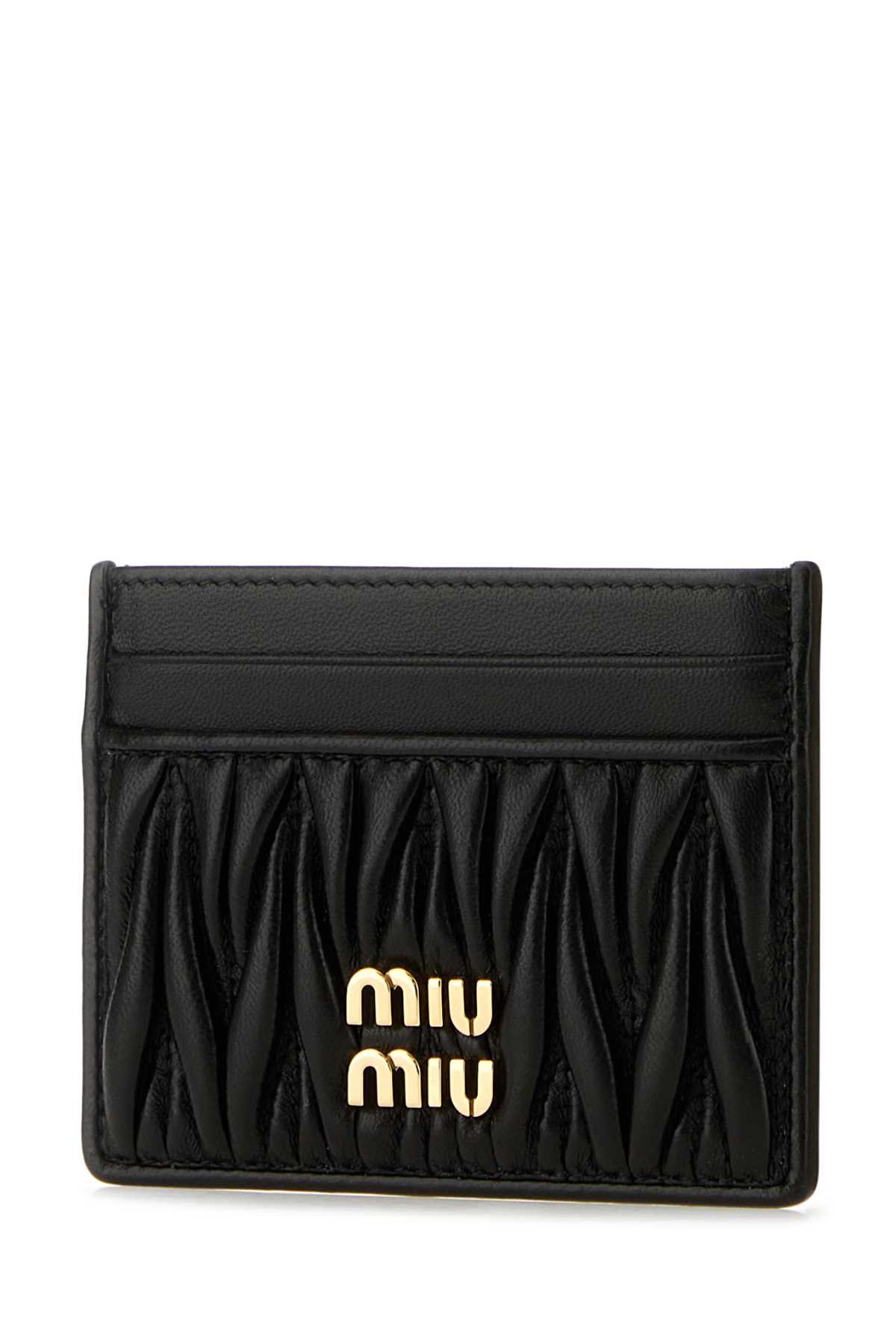 Miu Miu Black Leather Card Holder In Black