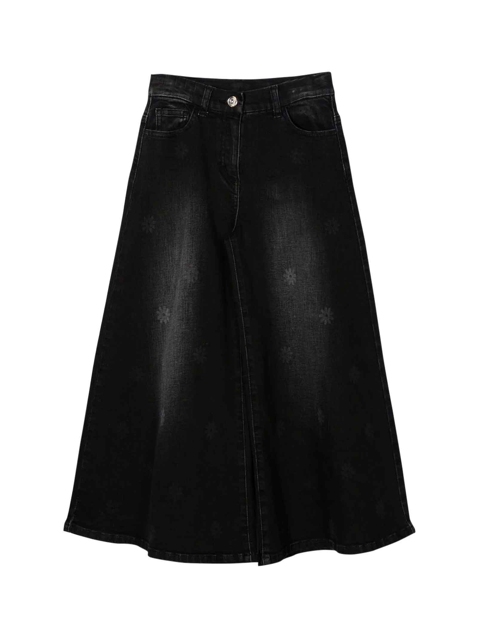 Monnalisa Black Denim Skirt