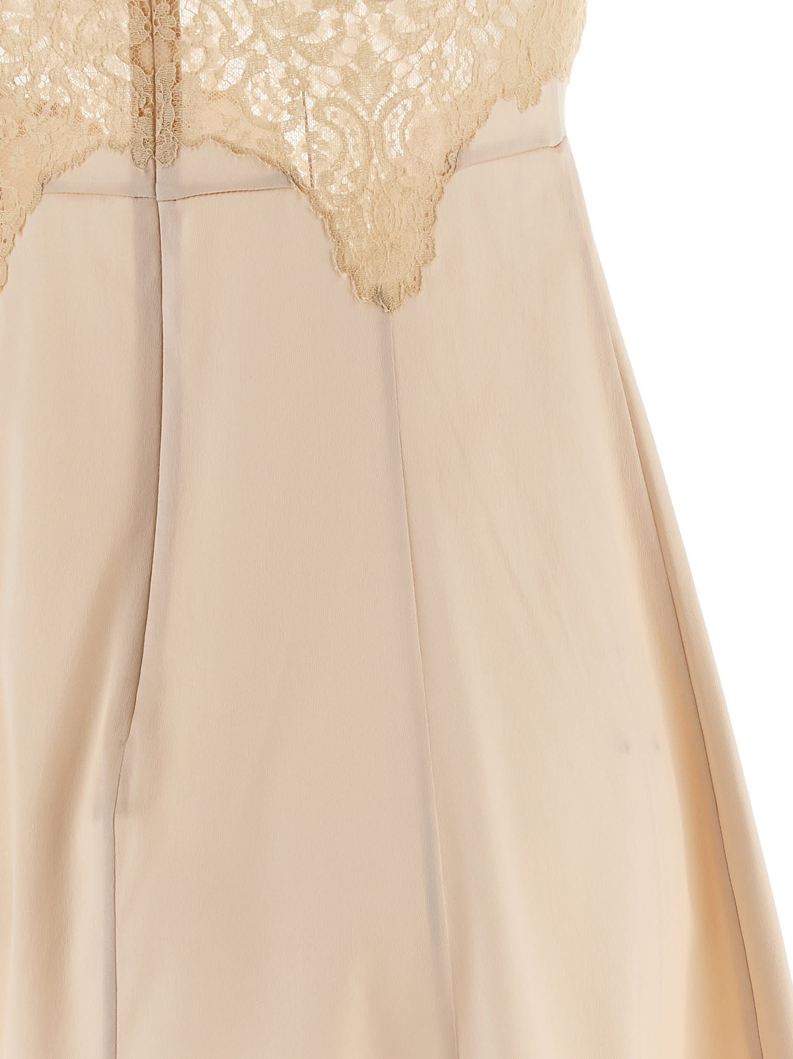 Dolce & Gabbana Lace Trim Spaghetti Strap Dress In Pink