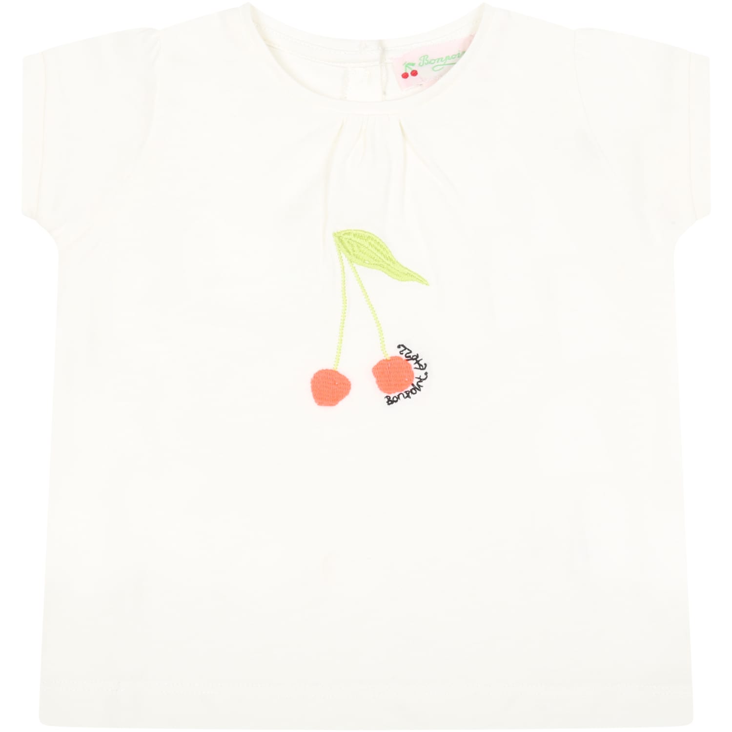 Bonpoint White T-shirt For Baby Girl With Logo