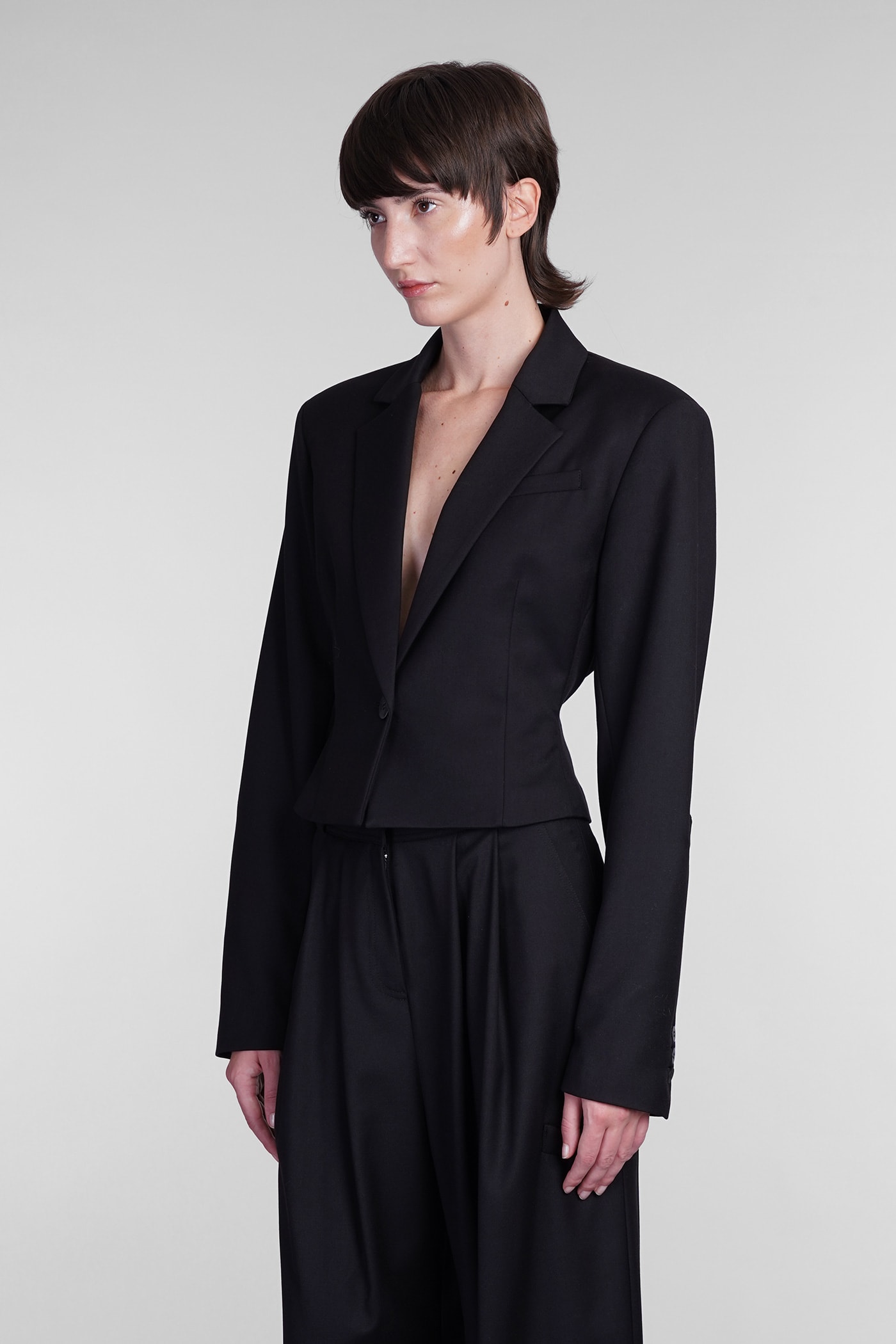 Shop Andreädamo Blazer In Black Polyester