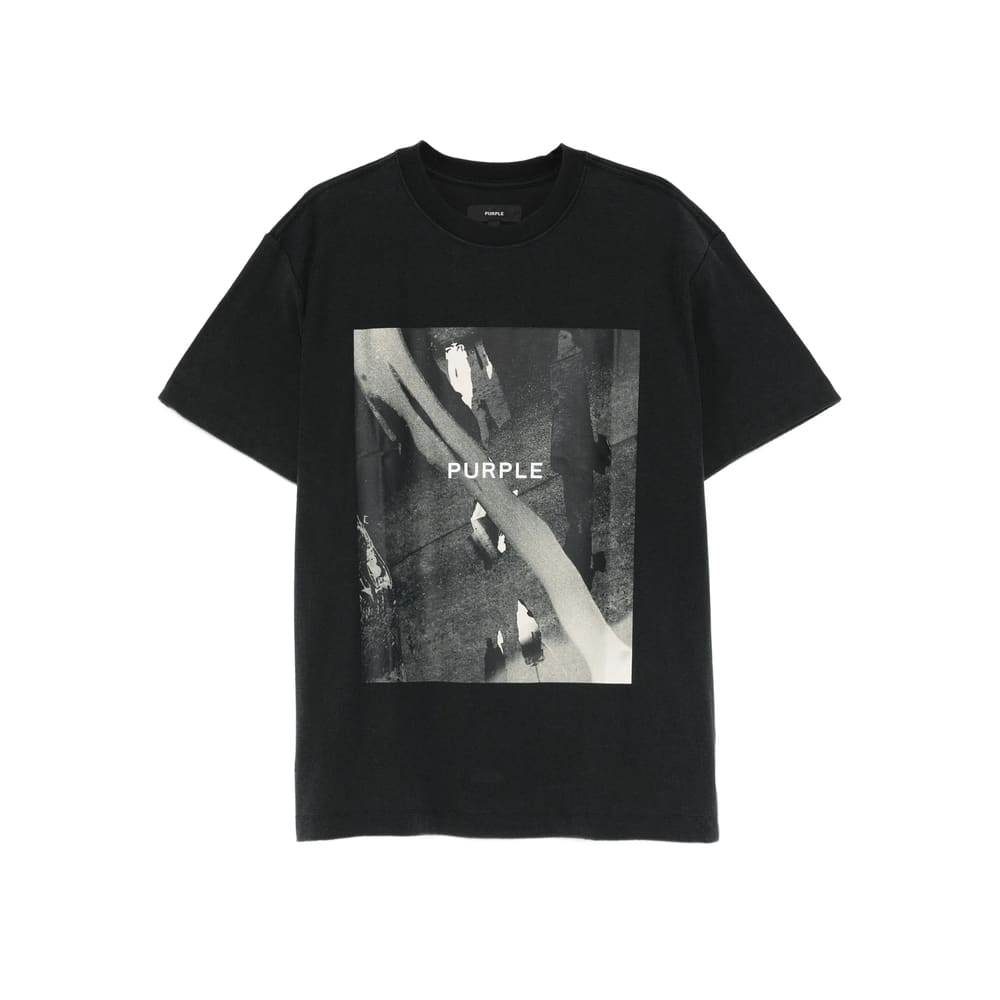 Purple Brand Textured Cotton Jersey Graphic T-shirt In Black