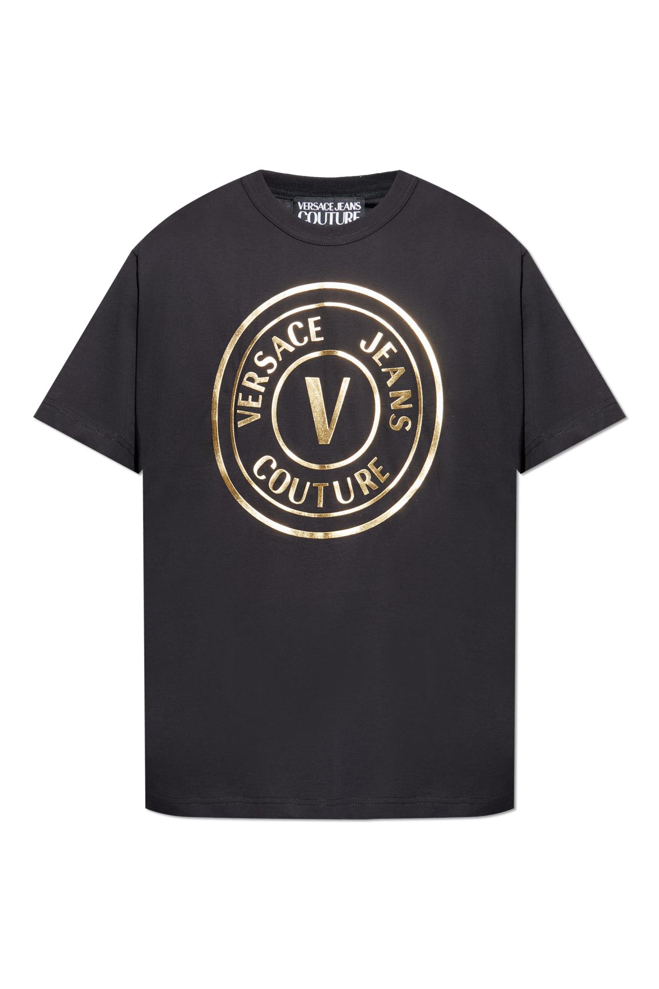 Versace Jeans Couture T-shirt With Printed Logo In Black