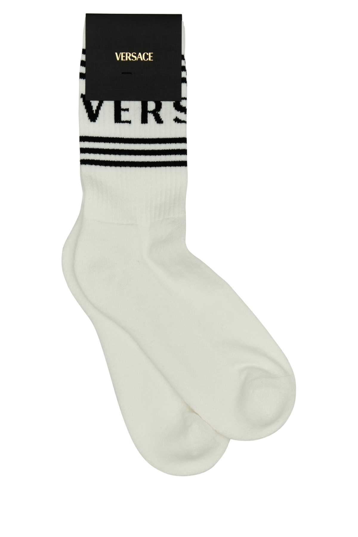 White Stretch Cotton Blend Socks