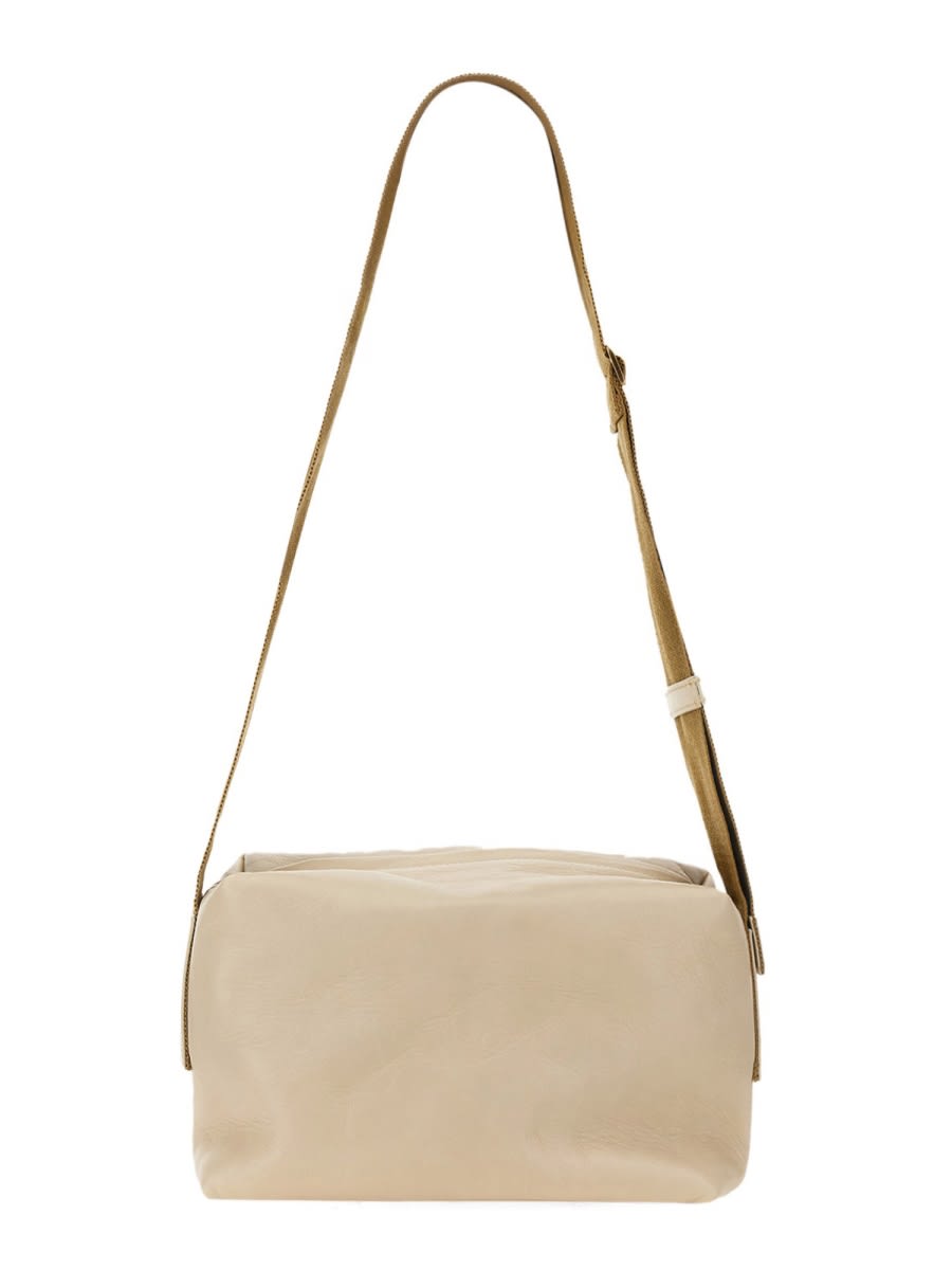 Uma Wang Rectangular Leather Shoulder Bag With Adjustable Strap In Neutral