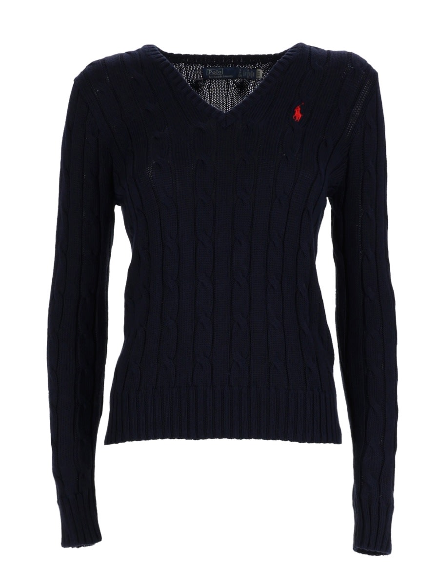 Polo Ralph Lauren Cable Knit With Logo In Blue