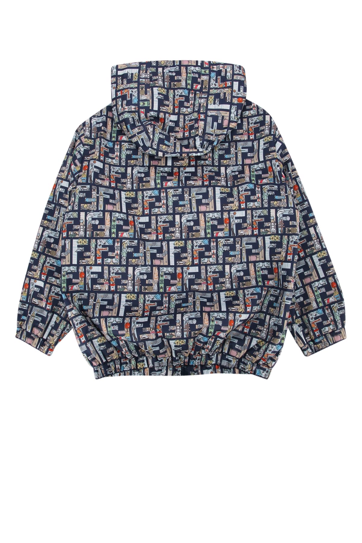 Fendi Patterned Hooded Jacket In Blue