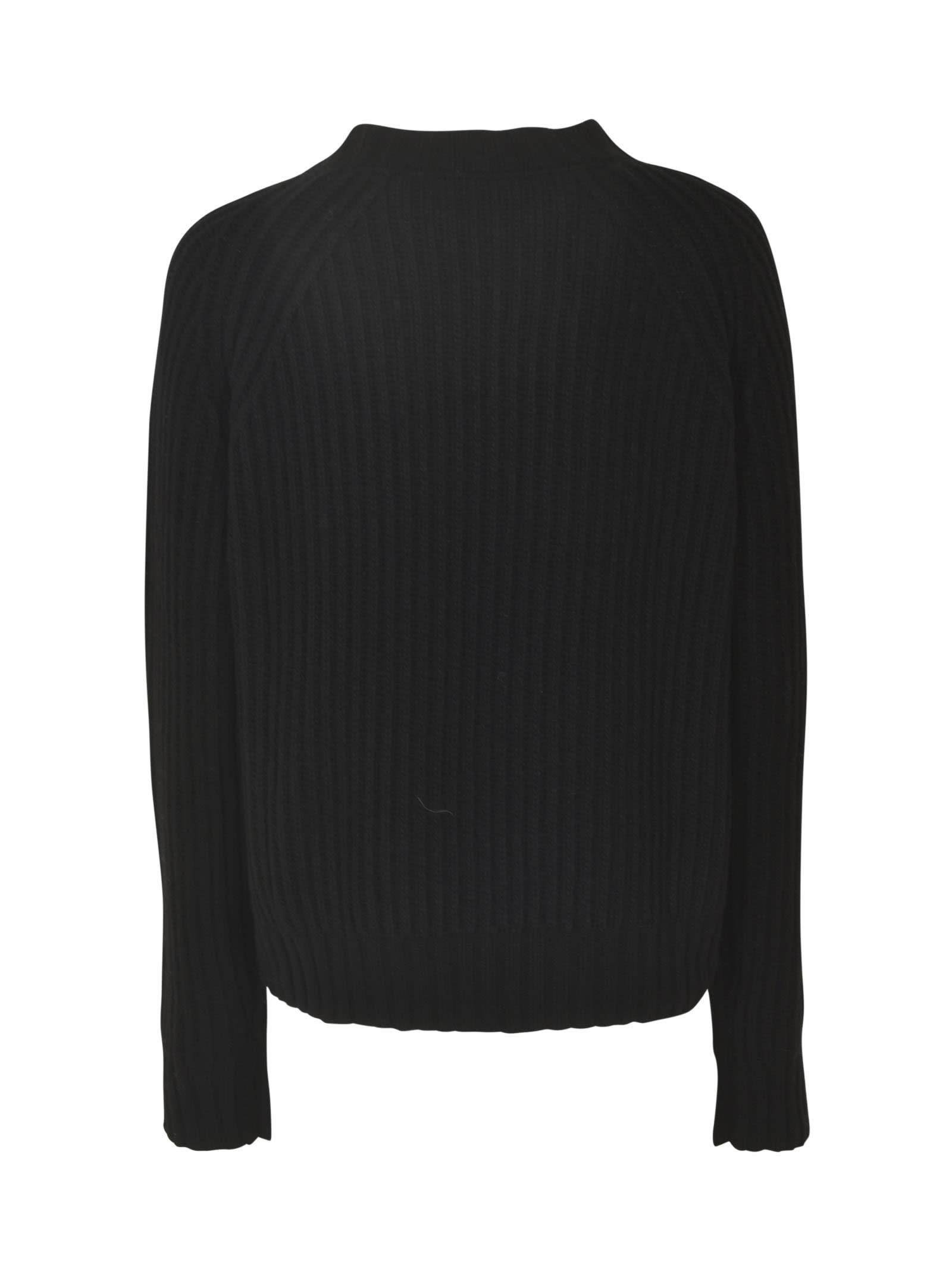 Shop Aspesi Stripe Patterned Rib Trim Sweater In Black