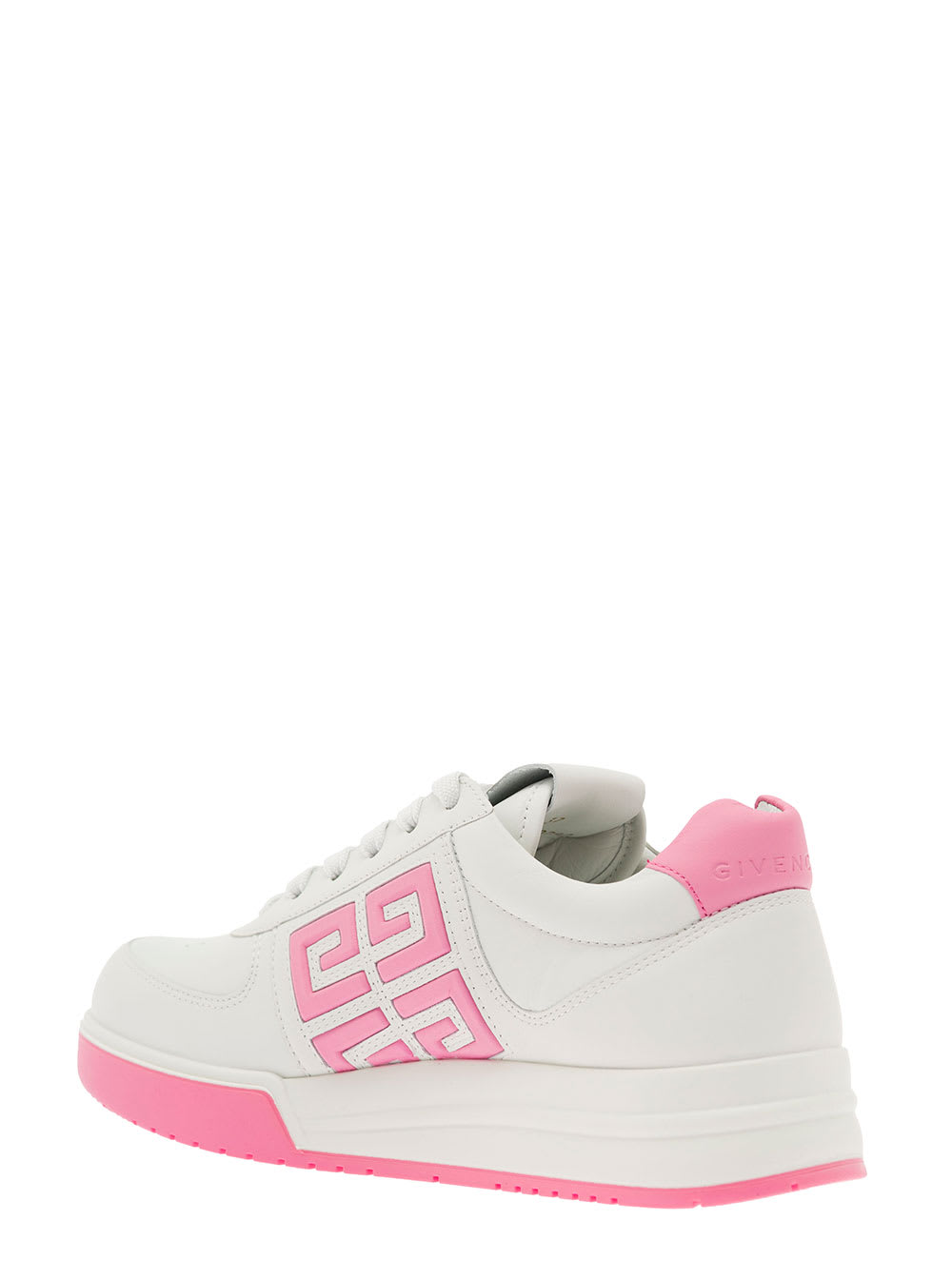 GIVENCHY 4G WHITE AND PINK LOW-TOP SNEAKERS WITH LOGO IN LEATHER WOMAN