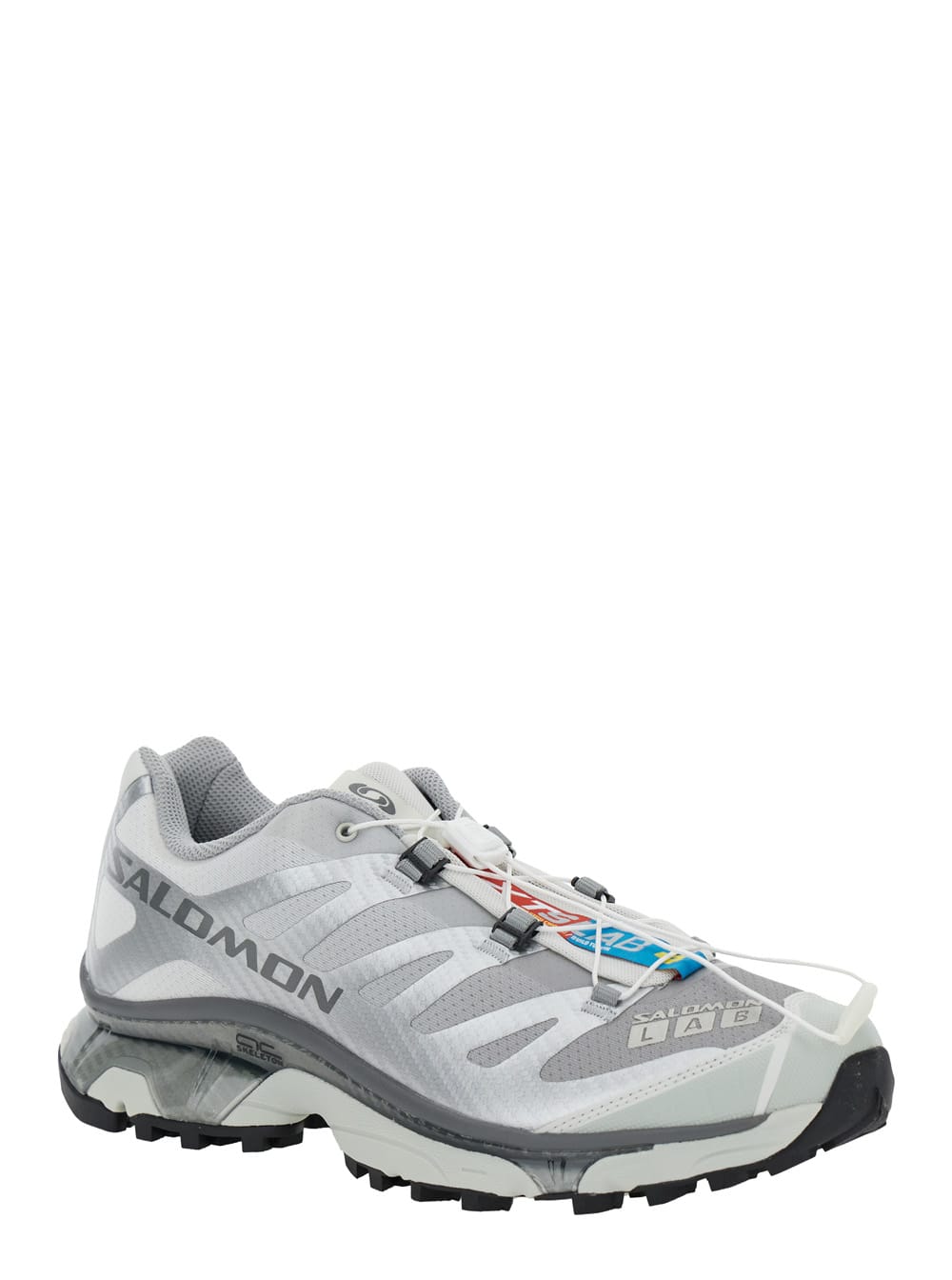 Salomon Xt-6 S/lab Silver Sneakers With Drawstring In Mesh And Tech Fabric In Metallic