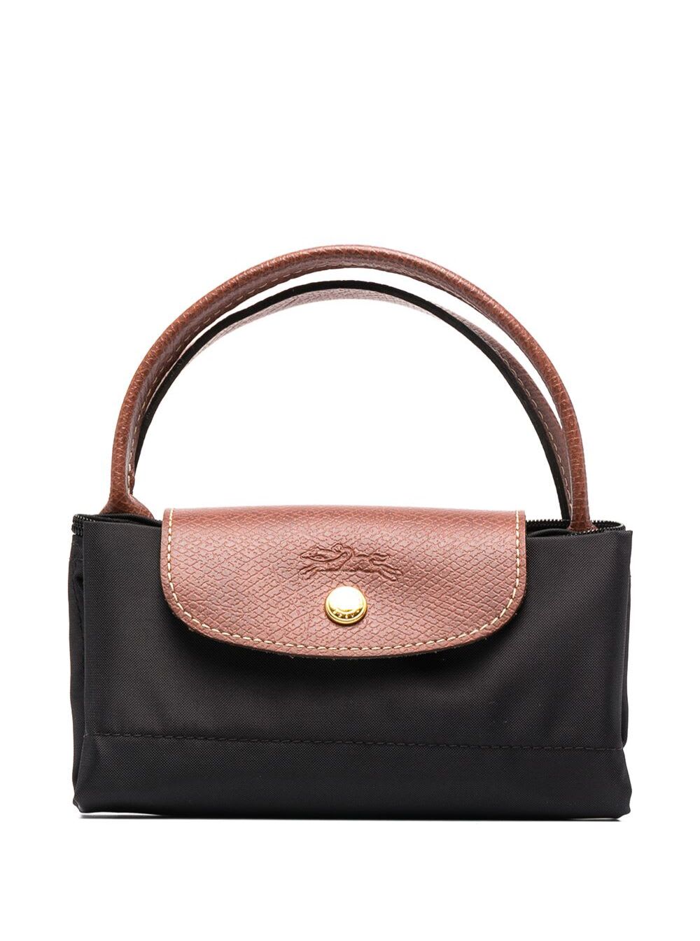 Longchamp Le Pliage S Black Handbag With Engraved Logo In Recycled Canvas Woman