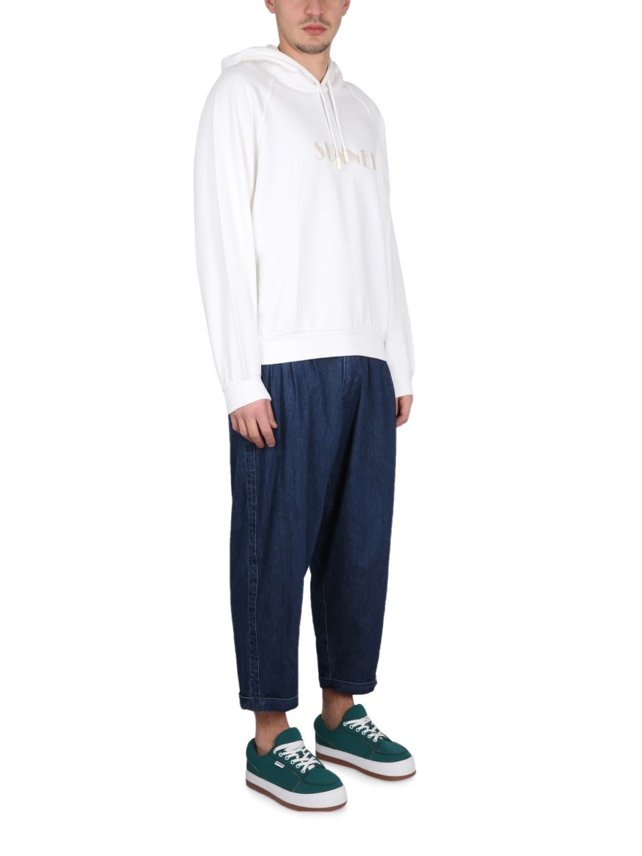 Sunnei Sweatshirt With Logo Embroidery In Beige