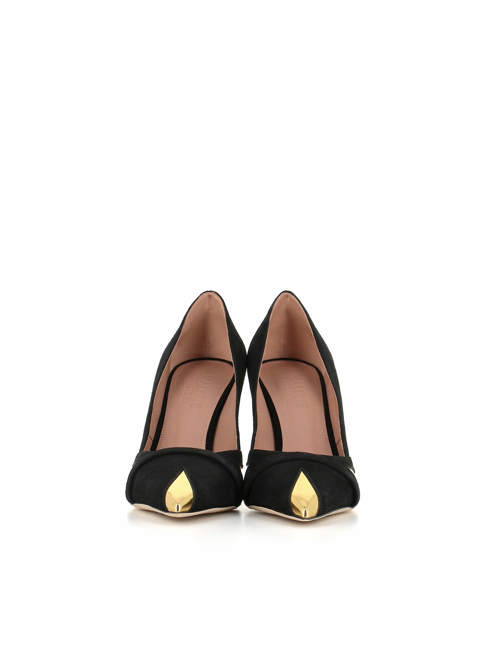 Malone Souliers Gae Suede Metallic Stiletto Pumps In Black/gold