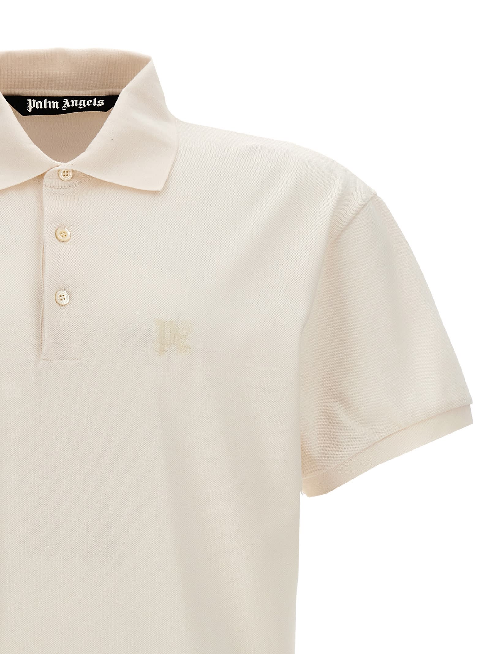 Shop Palm Angels Monogram Polo Shirt In White