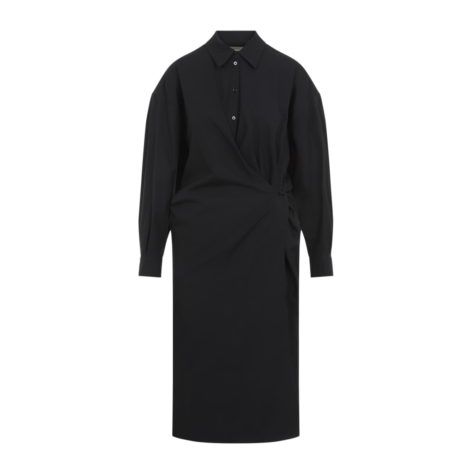 Shop Lemaire Straight Collar Twisted Dress In Nero