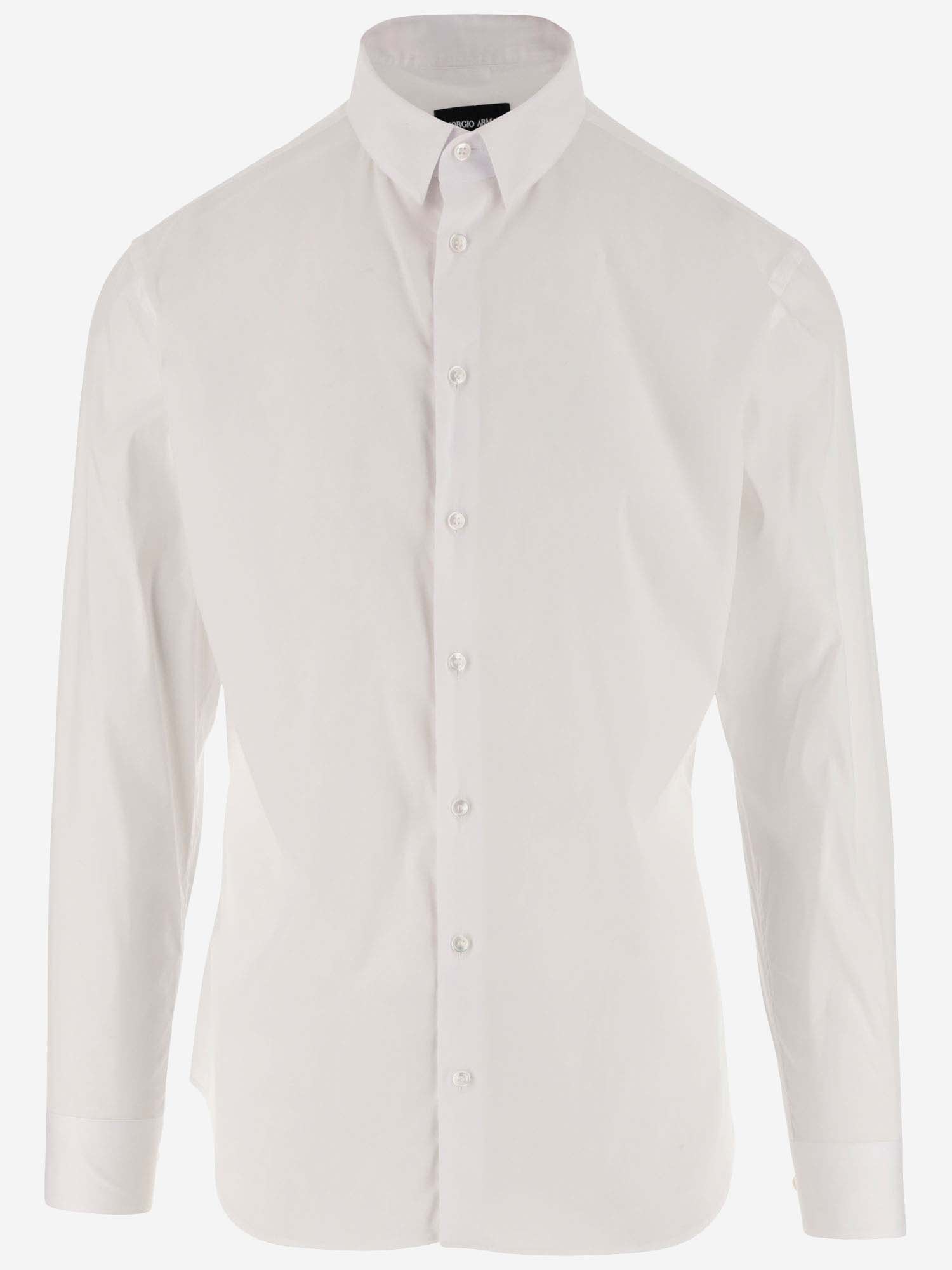 Shop Giorgio Armani Stretch Cotton Blend Shirt In U0bn