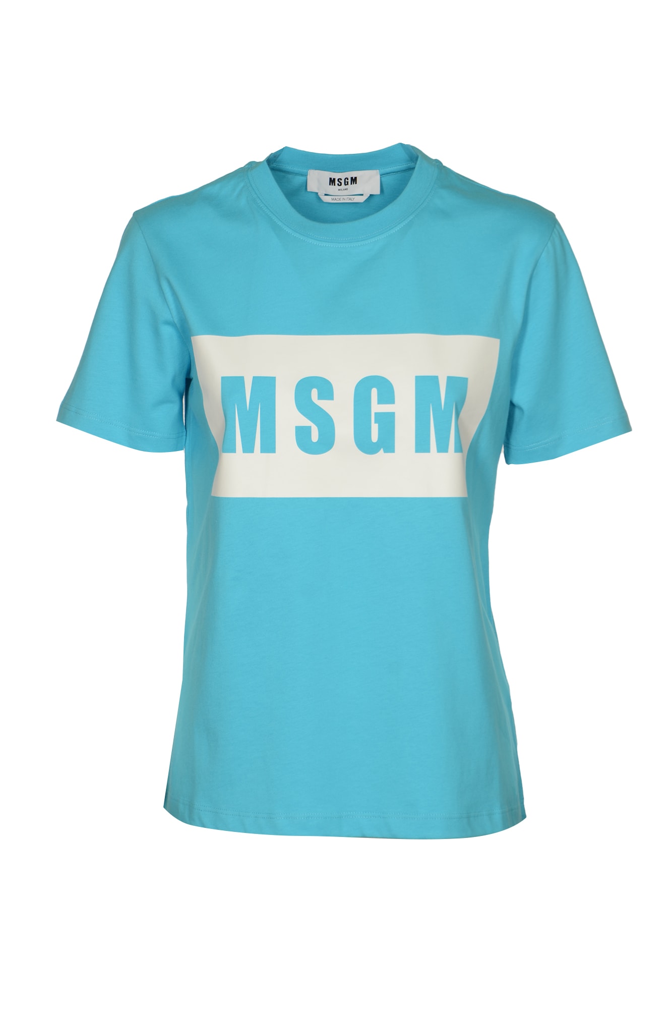 Shop Msgm Logo Print T-shirt In Light Blue