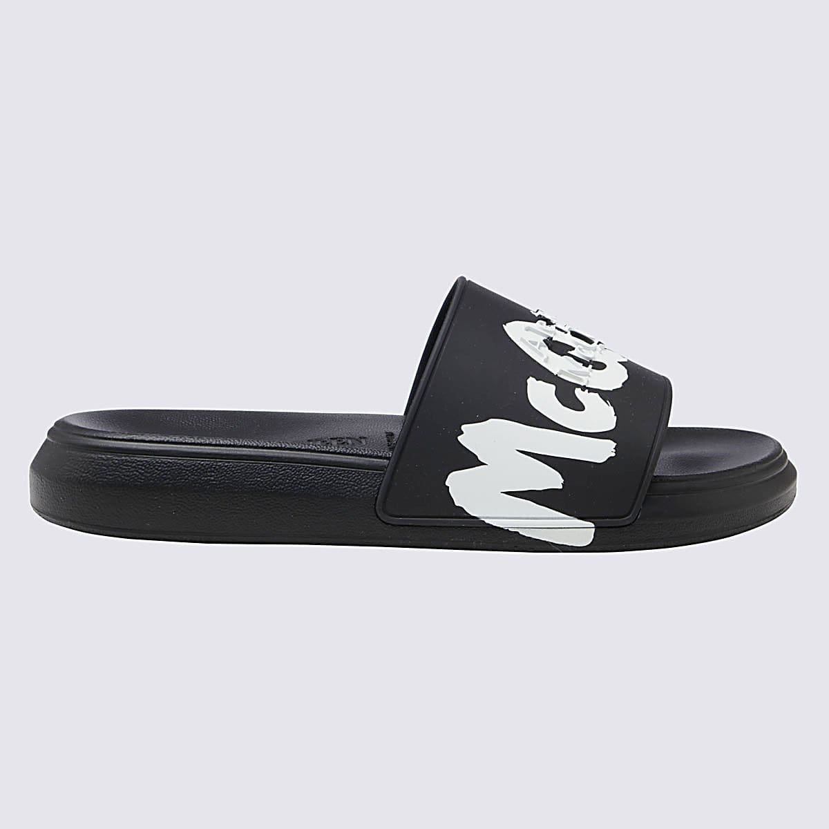 Shop Alexander Mcqueen Black Rubber Slides