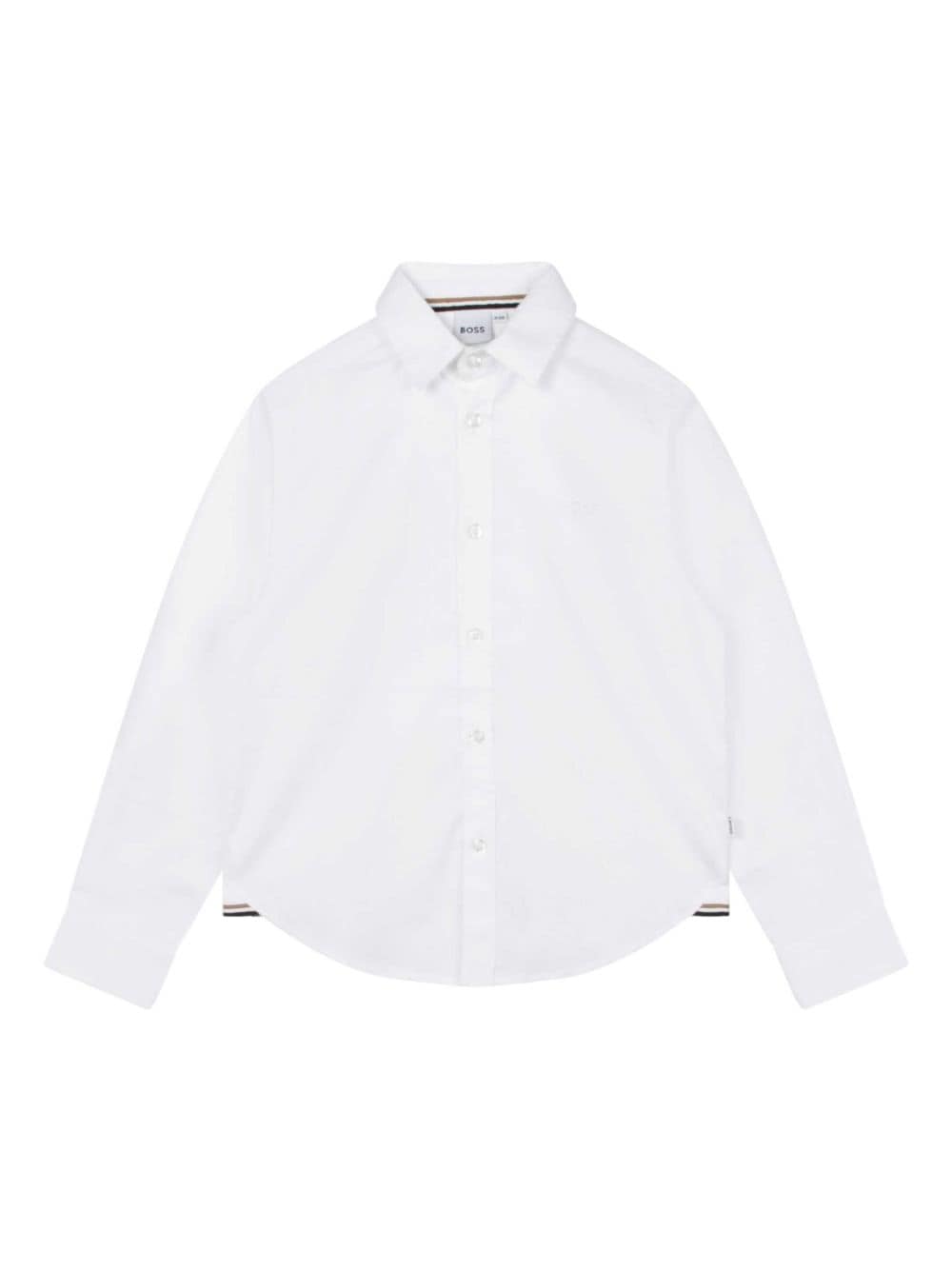 Shop Hugo Boss Camicia Bianca In Popeline Di Cotone Bambino In Bianco
