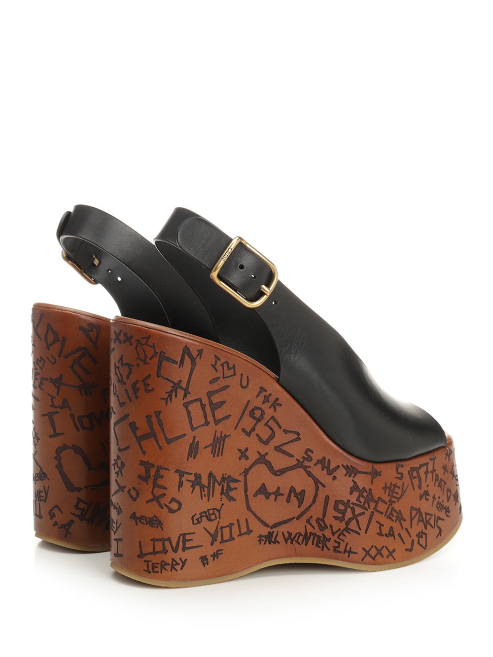 Chloé Maxime Wedge Sandals In Black