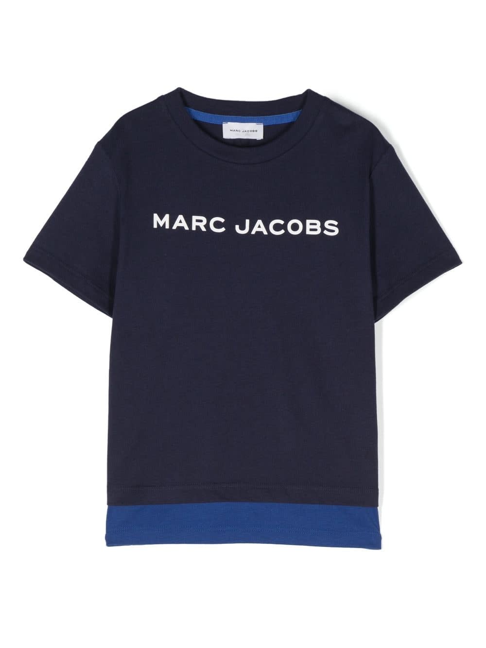 Shop Little Marc Jacobs Marc Jacobs T-shirt Blu Con Pannelli A Contrasto In Jersey Di Cotone Bambino