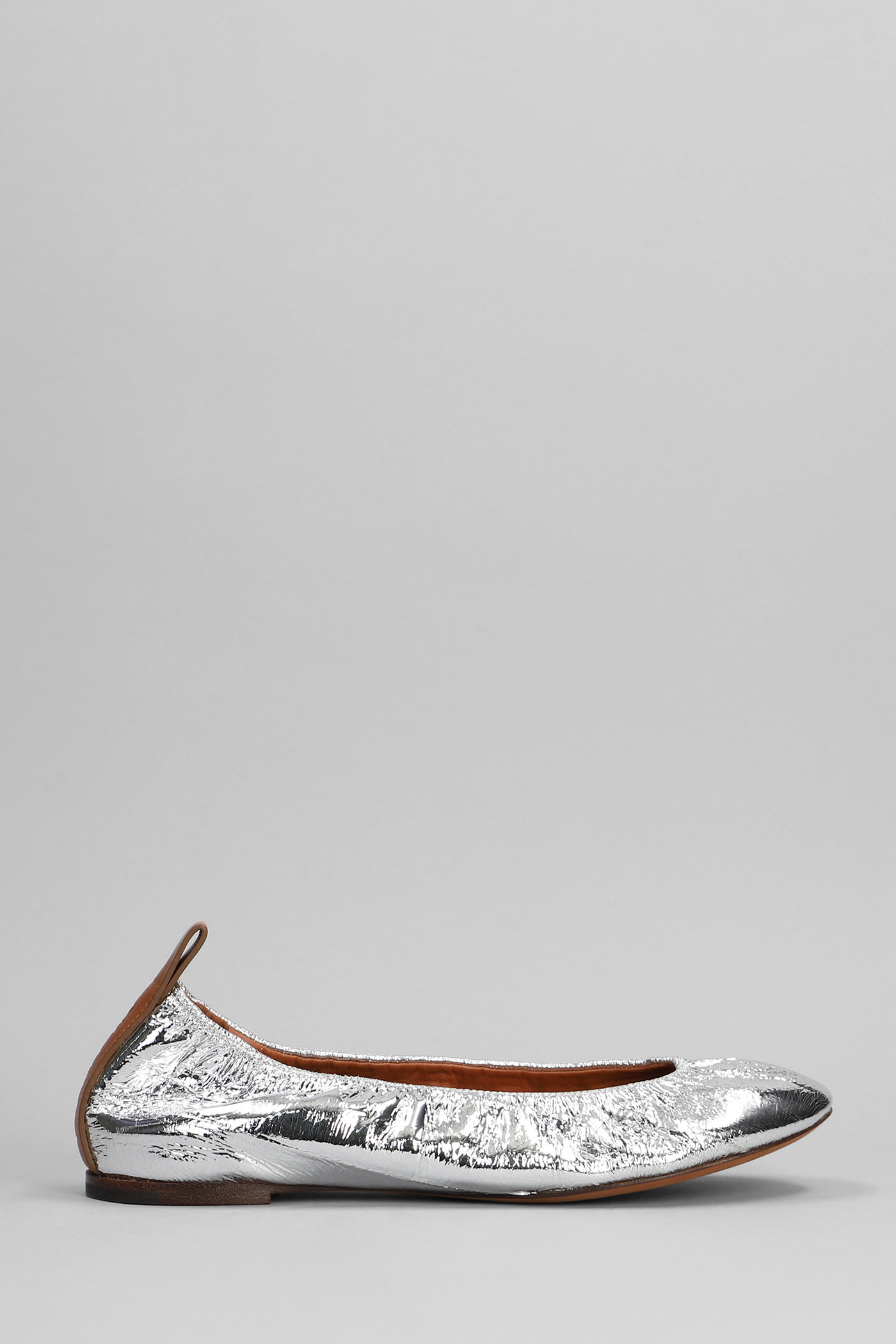 Ballet Flats In Silver Leather