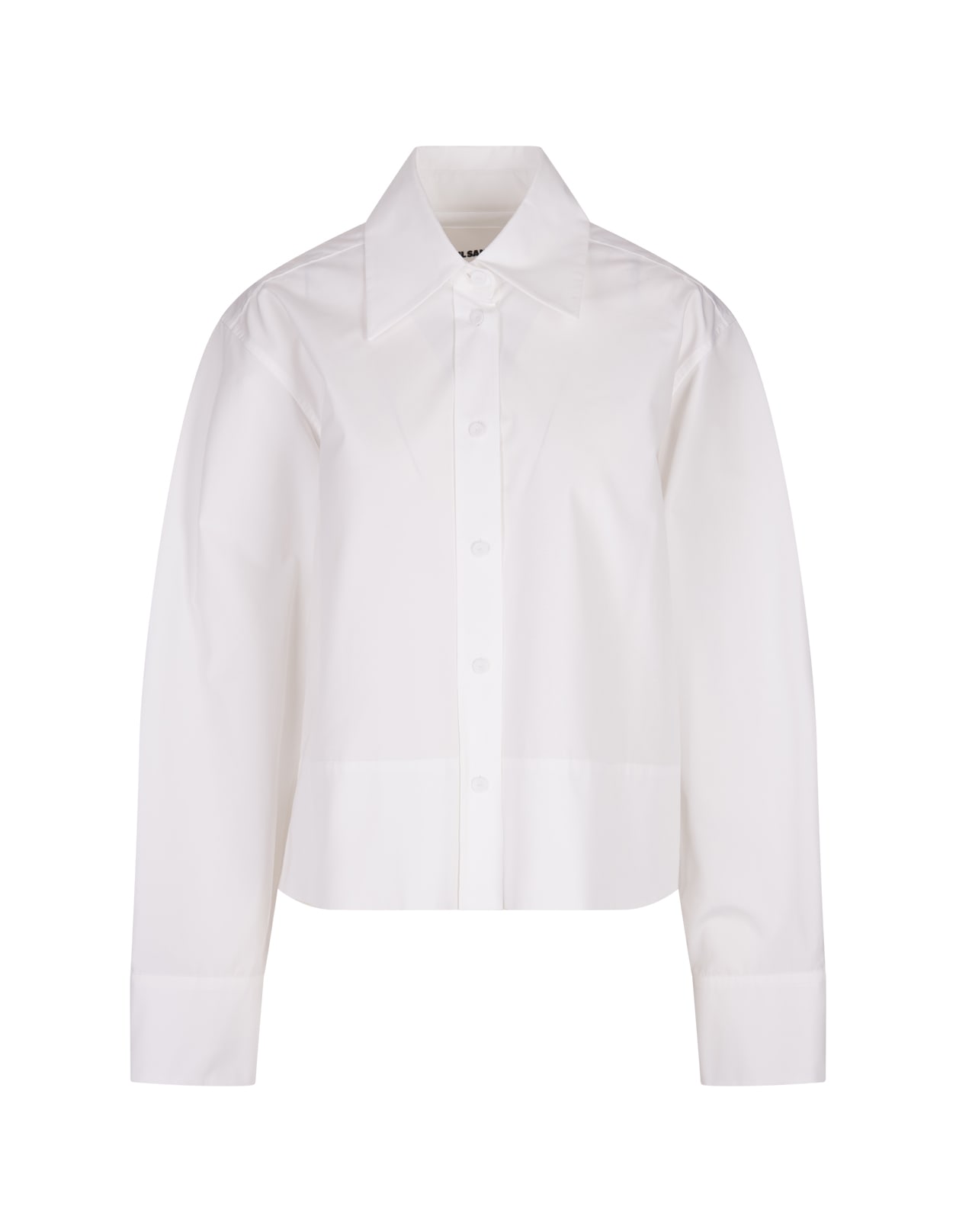 Crop Boxy Shirt In White Poplin