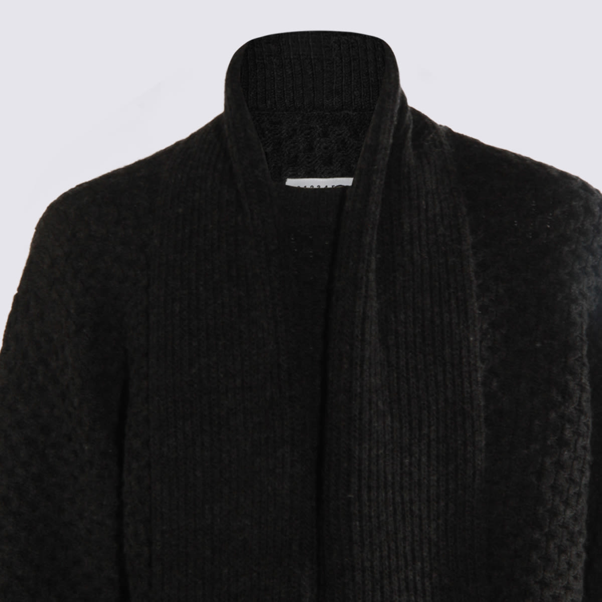 Mm6 Maison Margiela Wool Blend Sweater With Integrated Scarf In Black