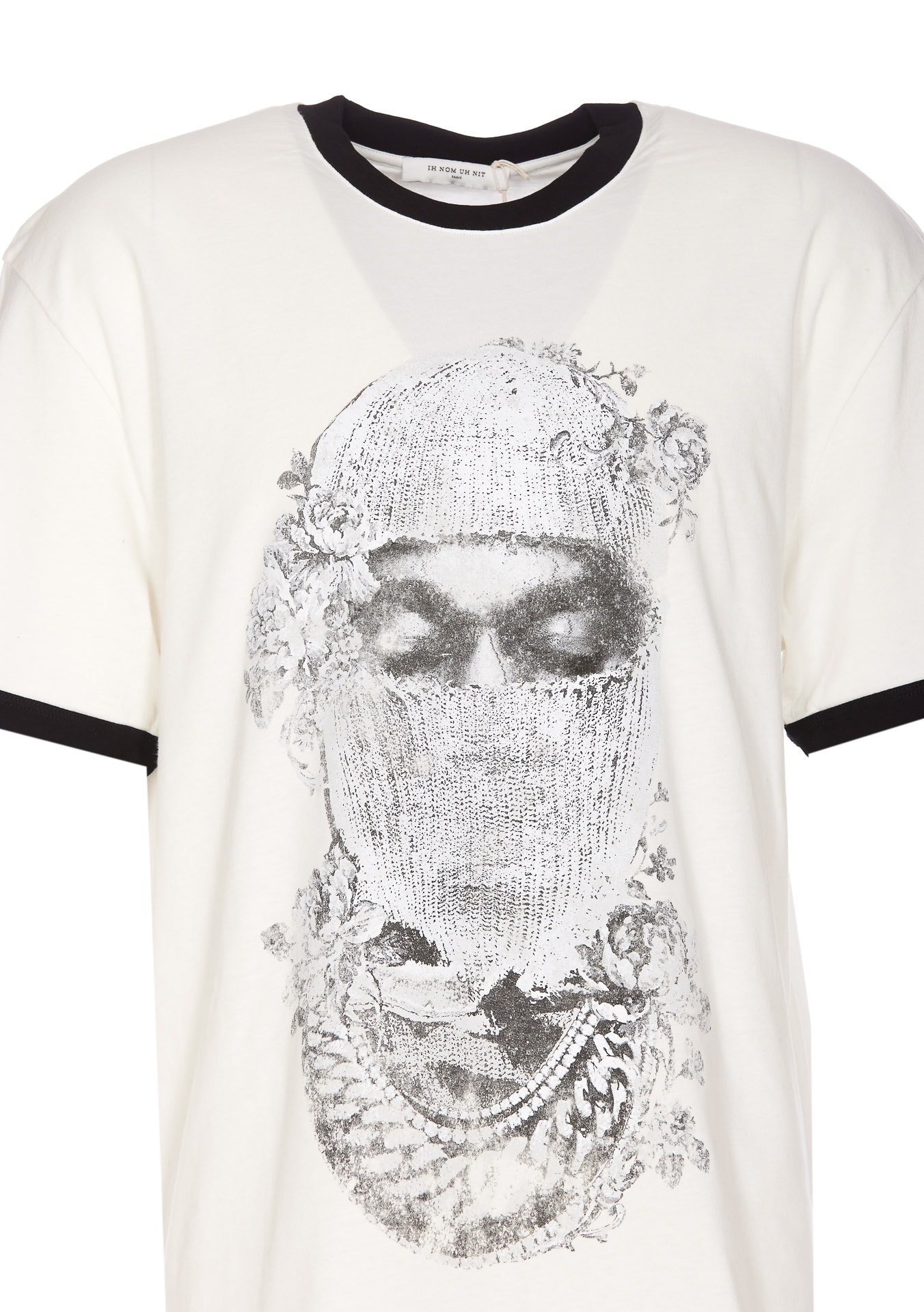 Shop Ih Nom Uh Nit Mask Roses Distressed Print And Logo T-shirt In White