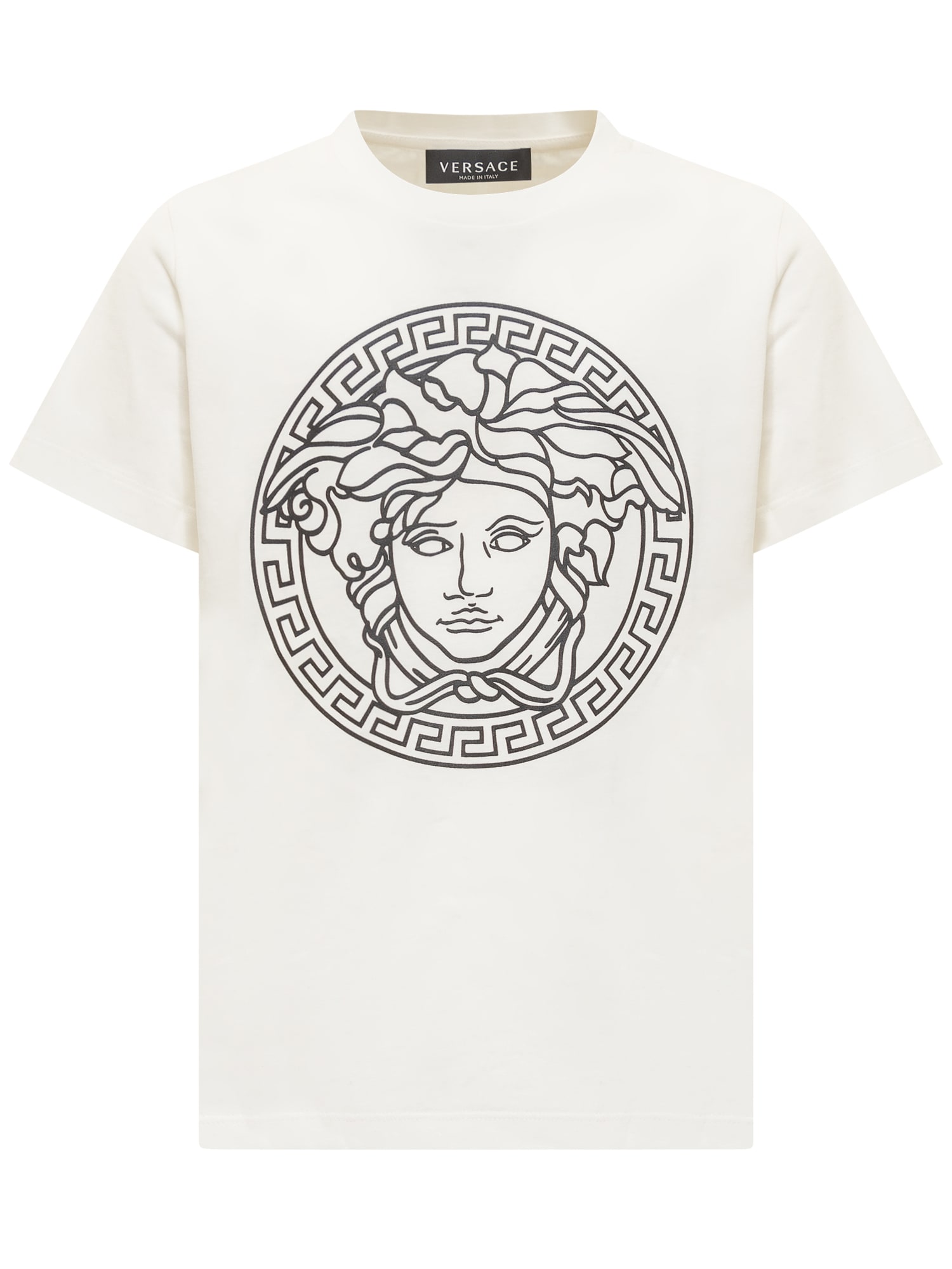Young Versace Kids' T-shirt With Medusa In White