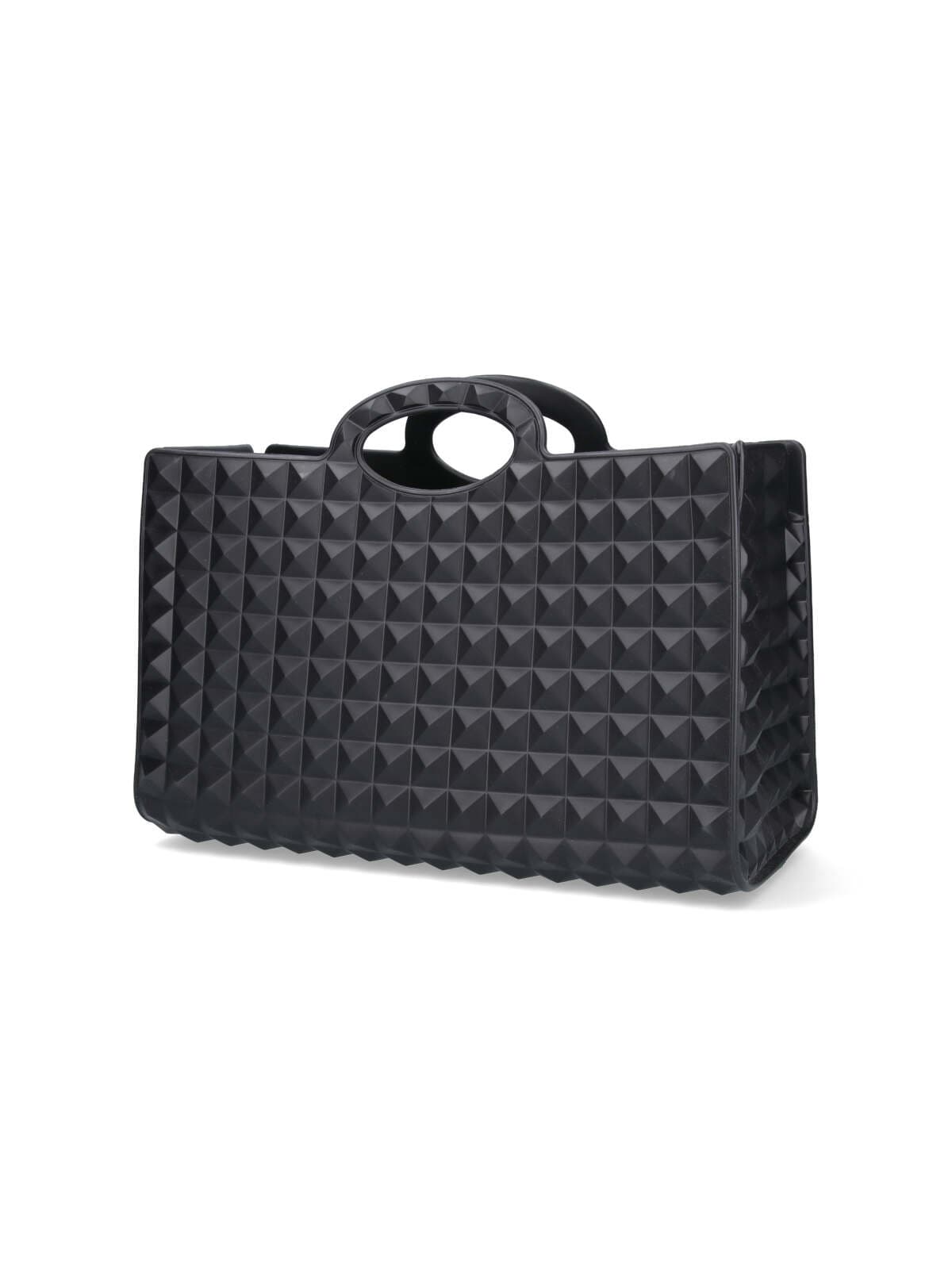 VALENTINO GARAVANI BLACK RUBBER LE TROISIÃ¨ME SHOPPING BAG