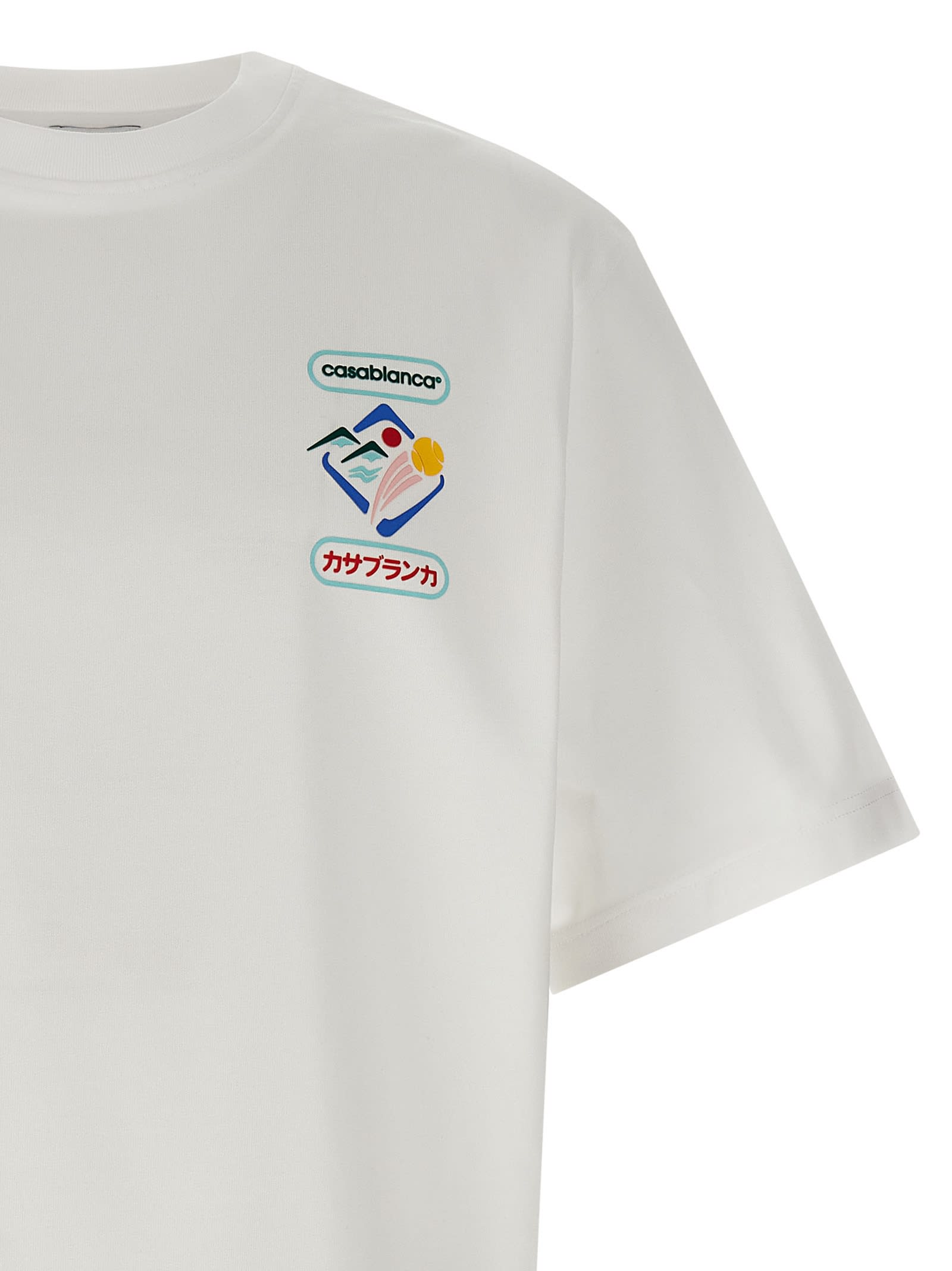 Casablanca Montagne Ondulee Crewneck T-shirt In White