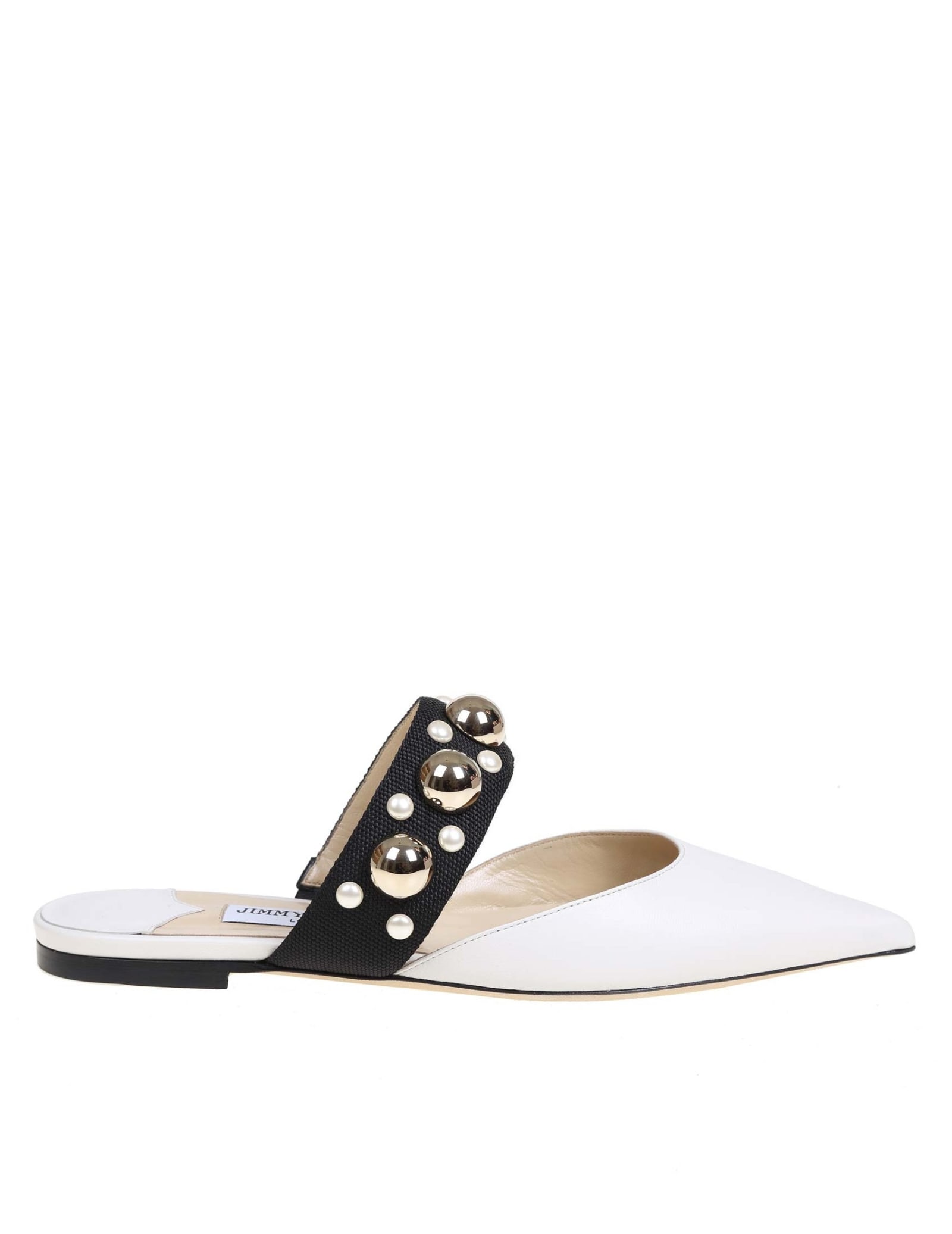 Jimmy Choo Flat Sides In Black And White Leather