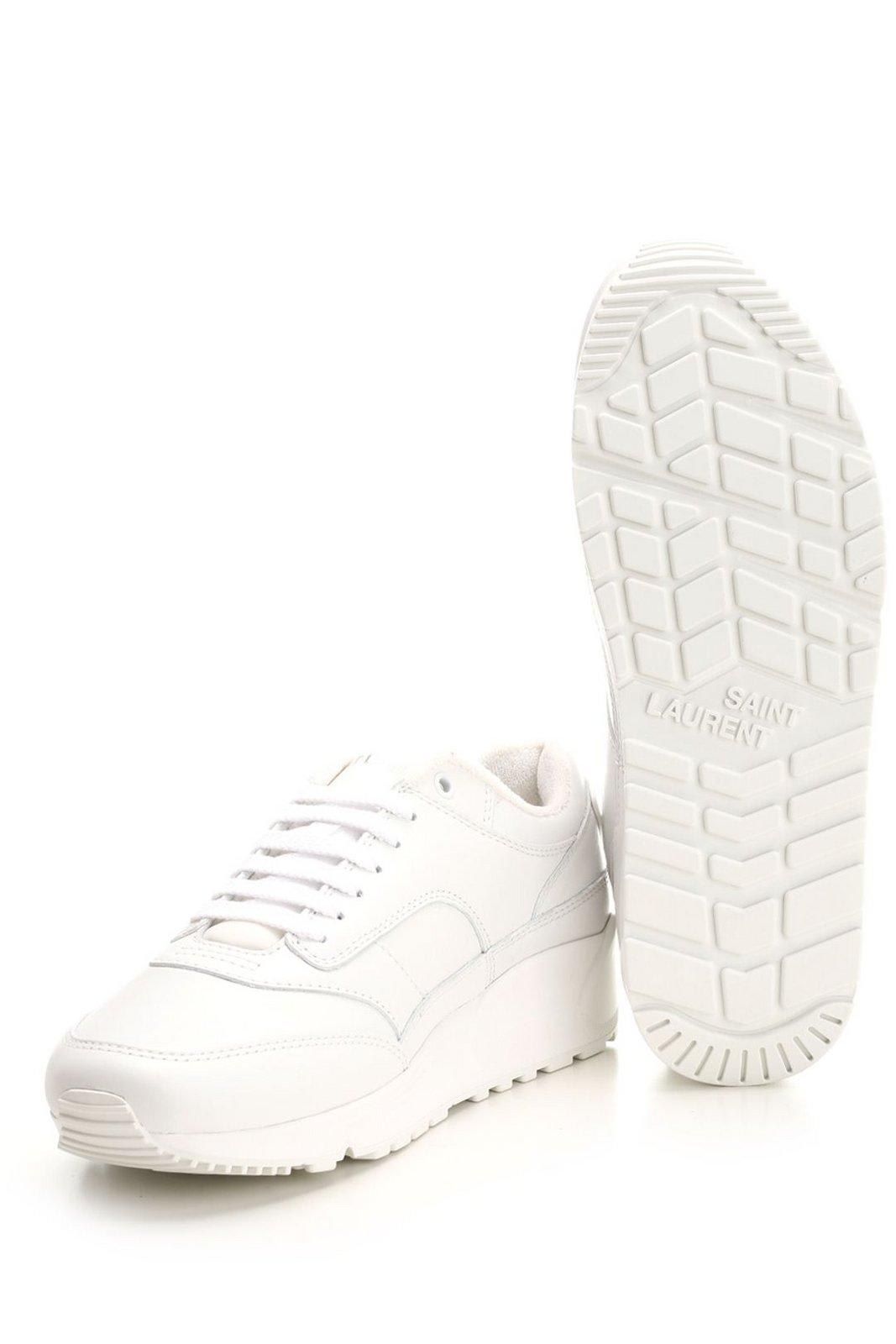 Shop Saint Laurent Bump Lace-up Sneakers In White