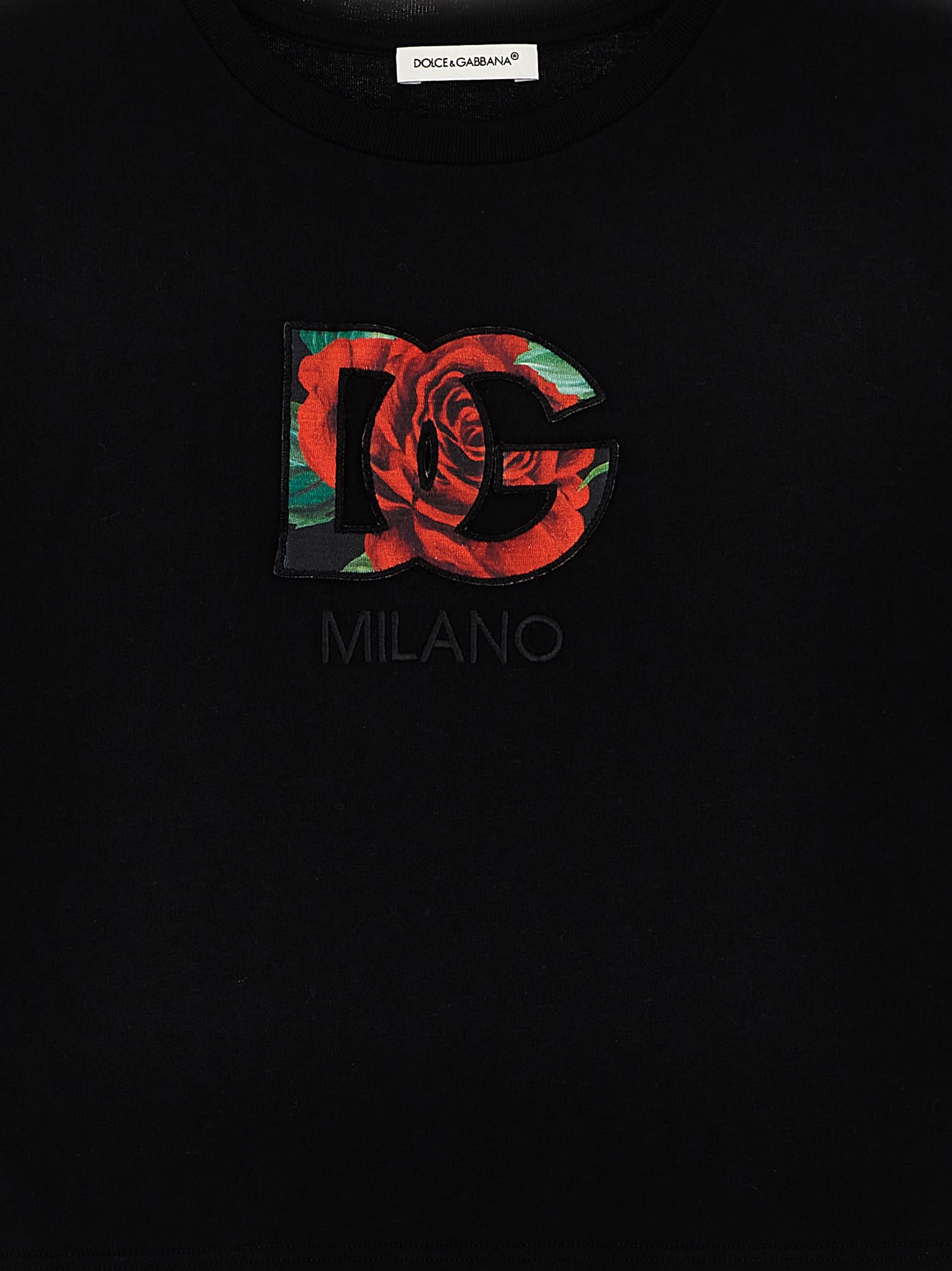 Shop Dolce & Gabbana Dg Rose T-shirt In Nero