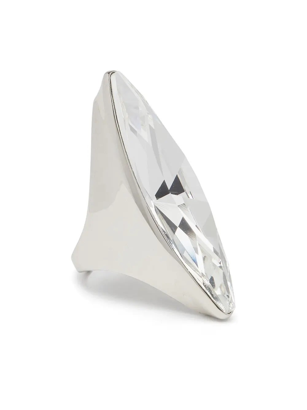 Shop Alexander Mcqueen Antiqued Silver Jewelled Pointed Ring