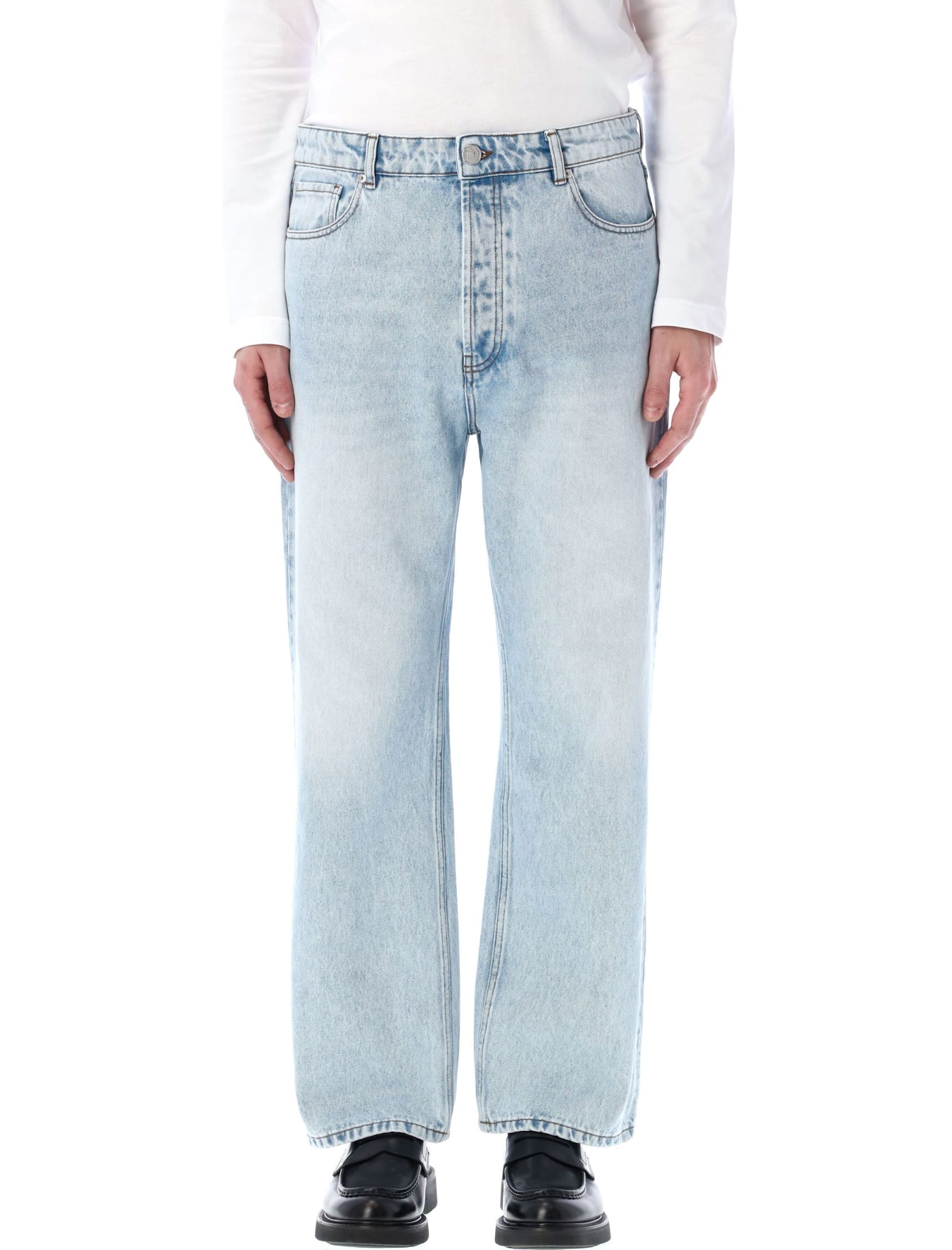 Shop Ami Alexandre Mattiussi Loose Fit Jeans In Light Blu