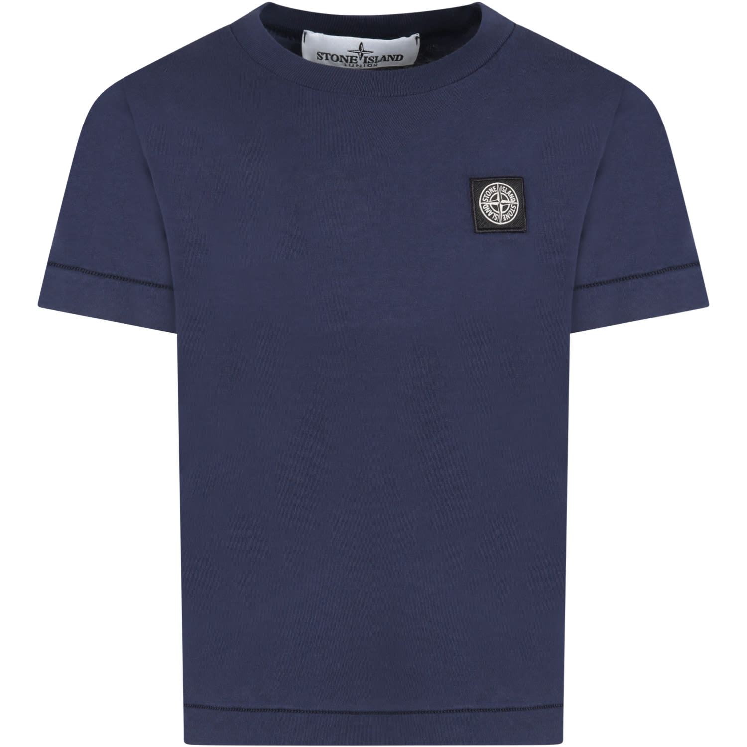 Stone Island Junior Blue T-shirt Fo Boy With Iconic Compass