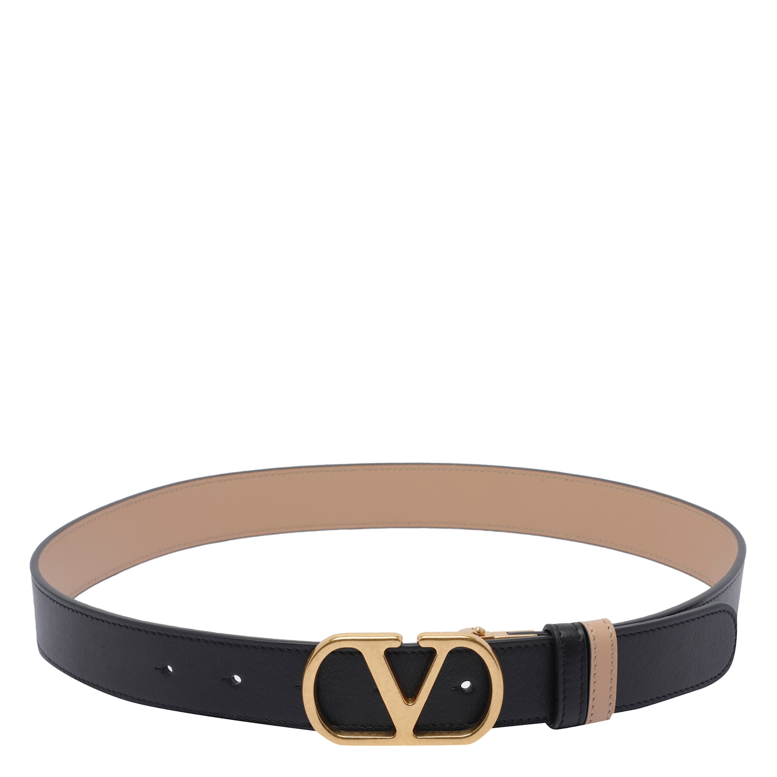 Valentino Adjustable Reversible Two-tone Belts In Black