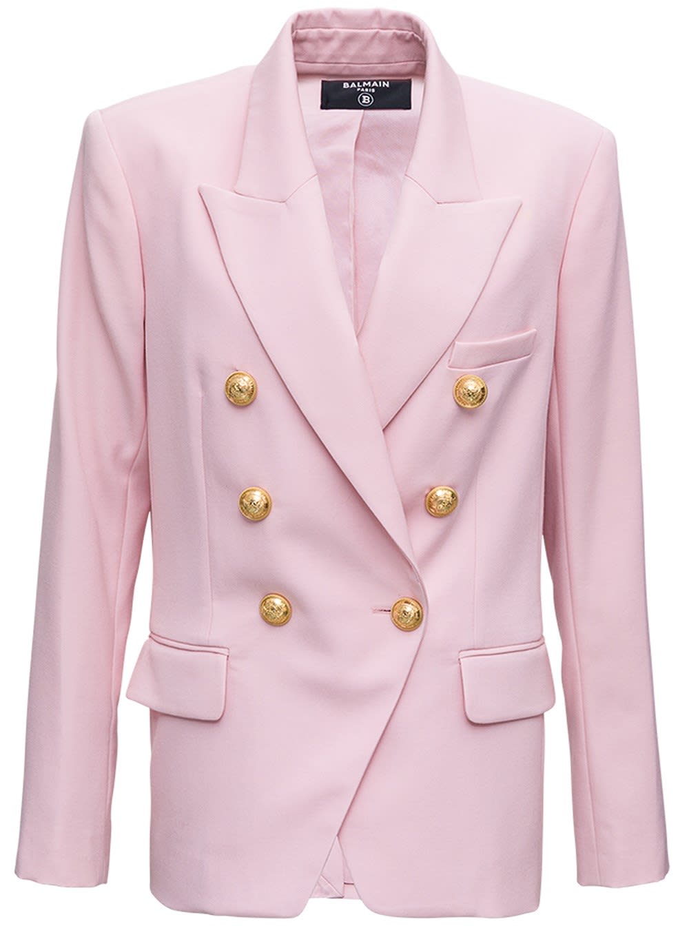 Balmain Double-breasted Blazer In Pink Wool Blend