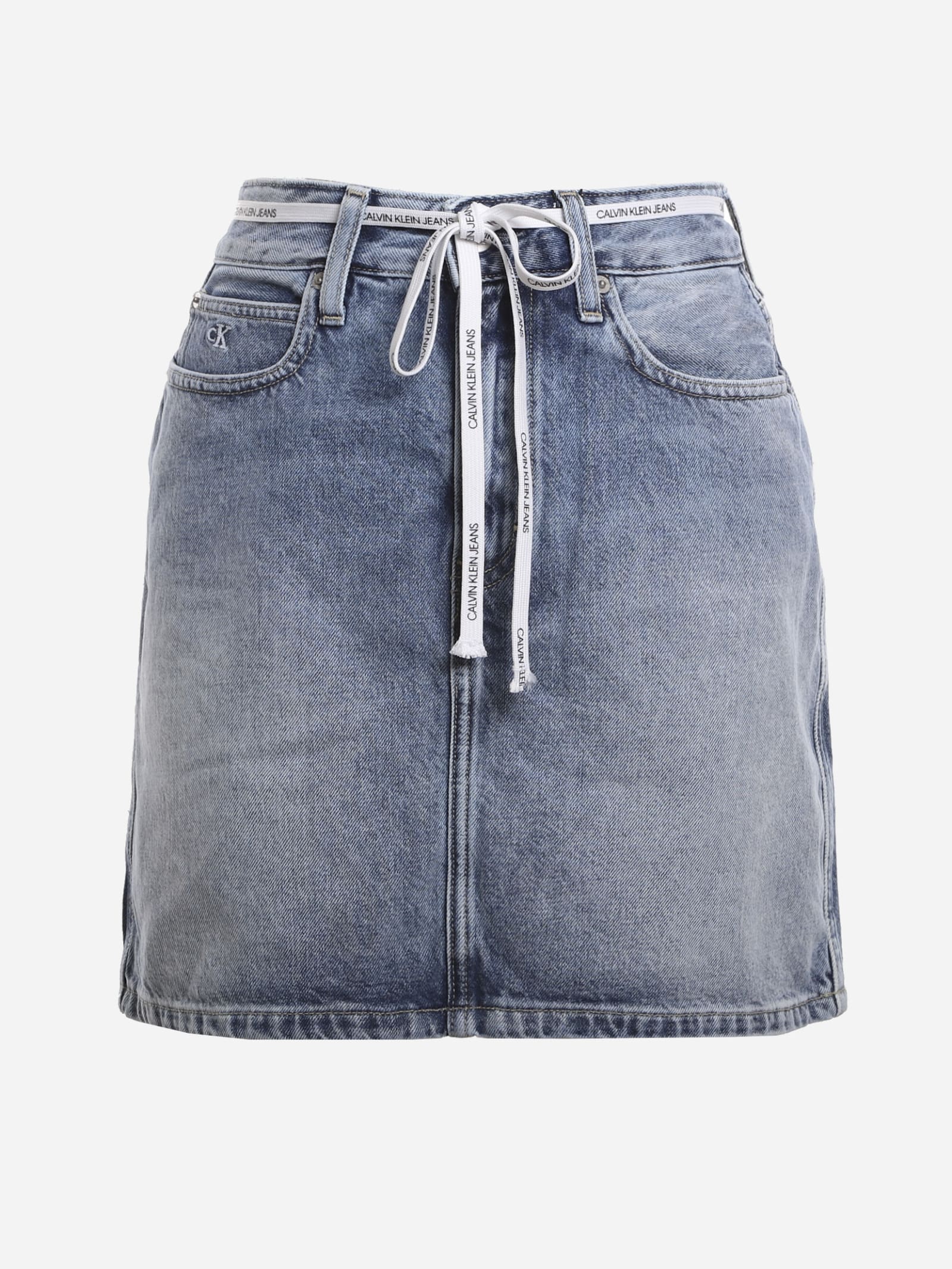 Calvin Klein Jeans High-waisted Mini Skirt In Cotton Denim