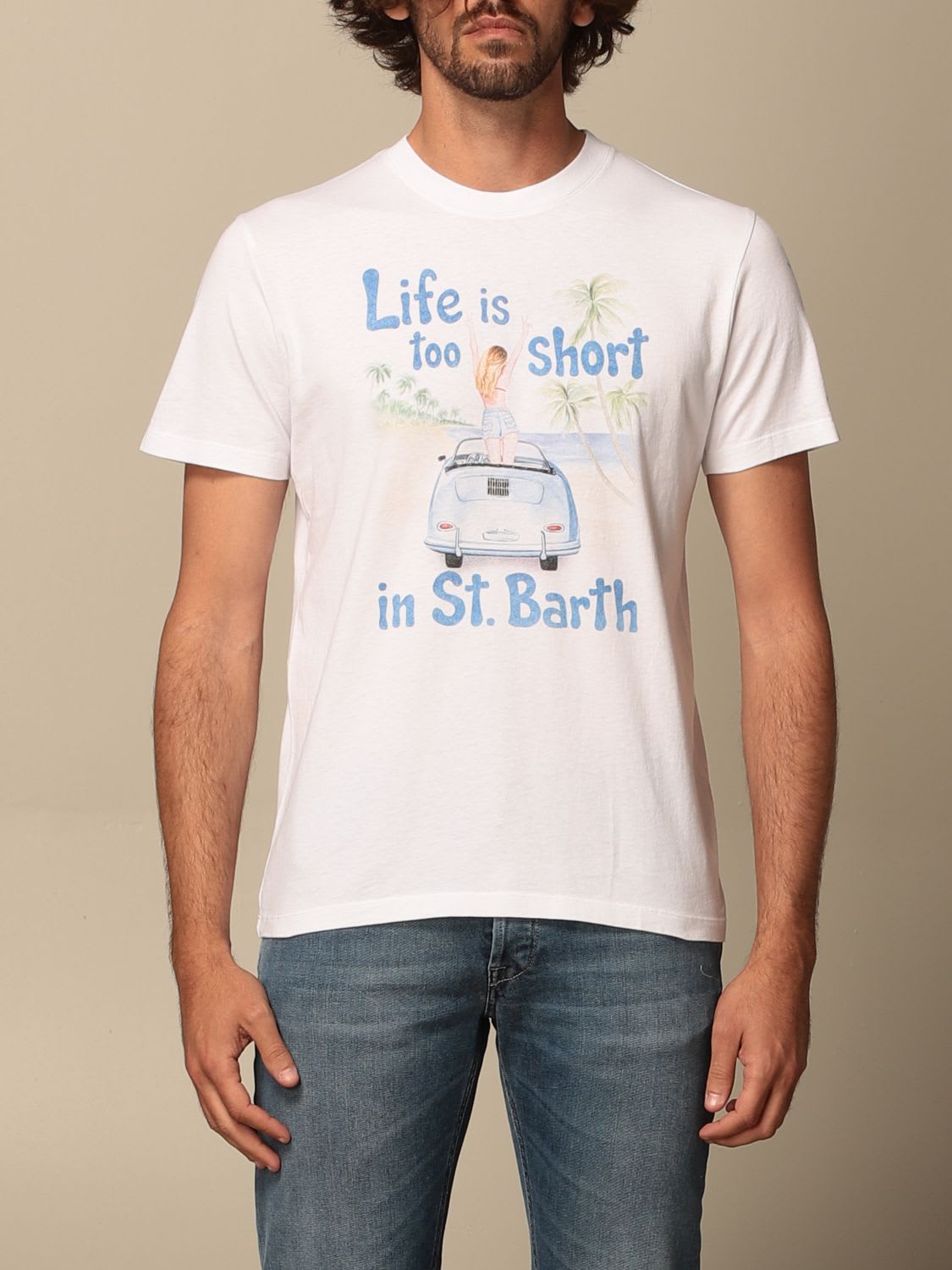 MC2 SAINT BARTH MC2 SAINT BARTH T-SHIRT MC2 SAINT BARTH T-SHIRT IN COTTON WITH FRONT PRINT,TSHIRT MAN LIFE SHORT 01N