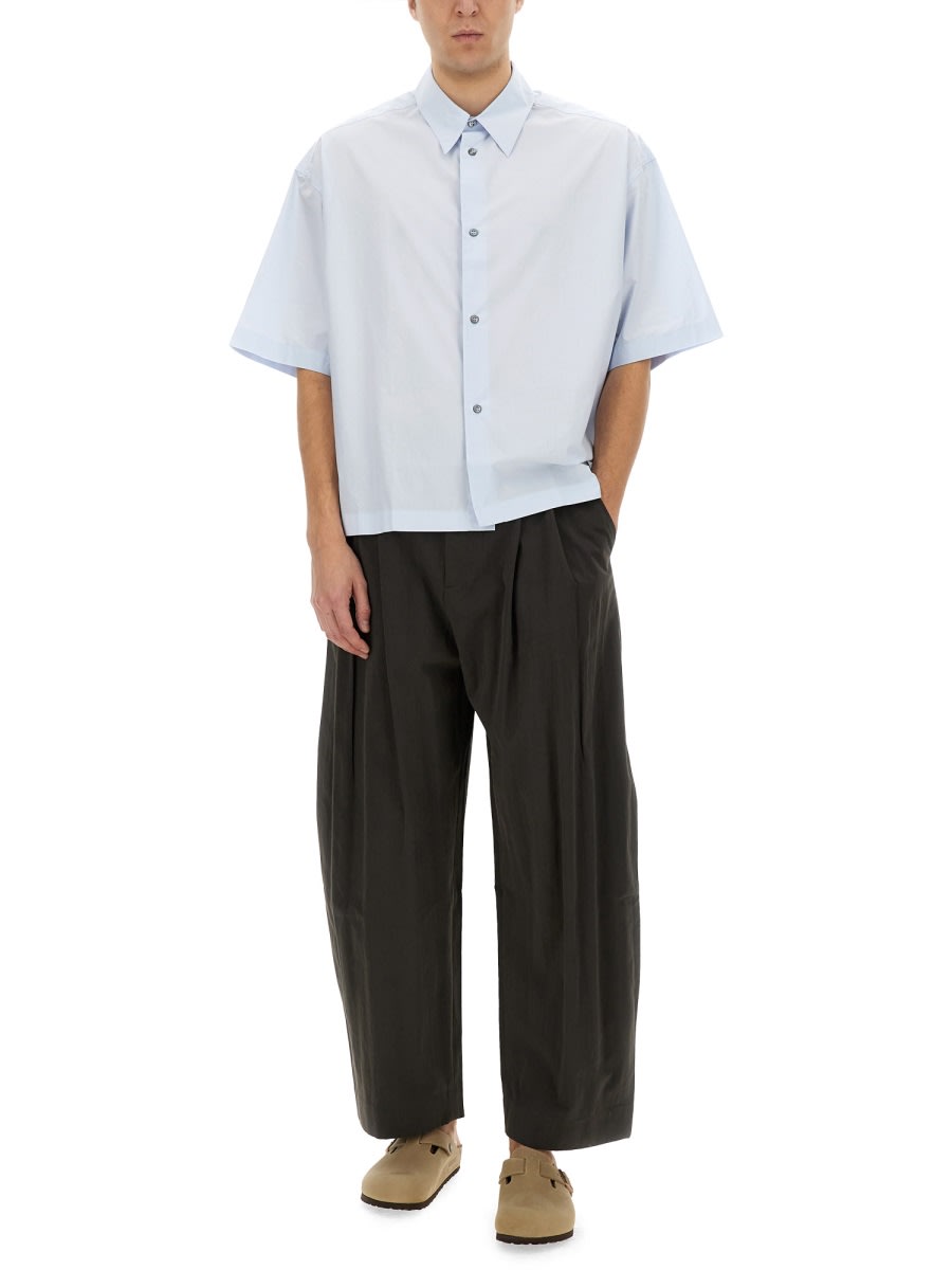 Studio Nicholson Wide-leg Curved Pants With Pleated Front In Brown