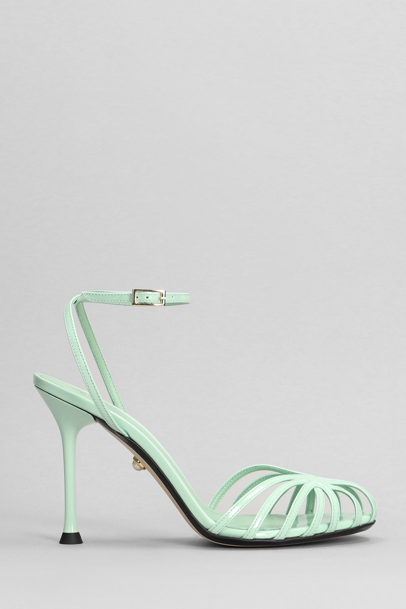Ally 095 Sandals In Green Patent Leather