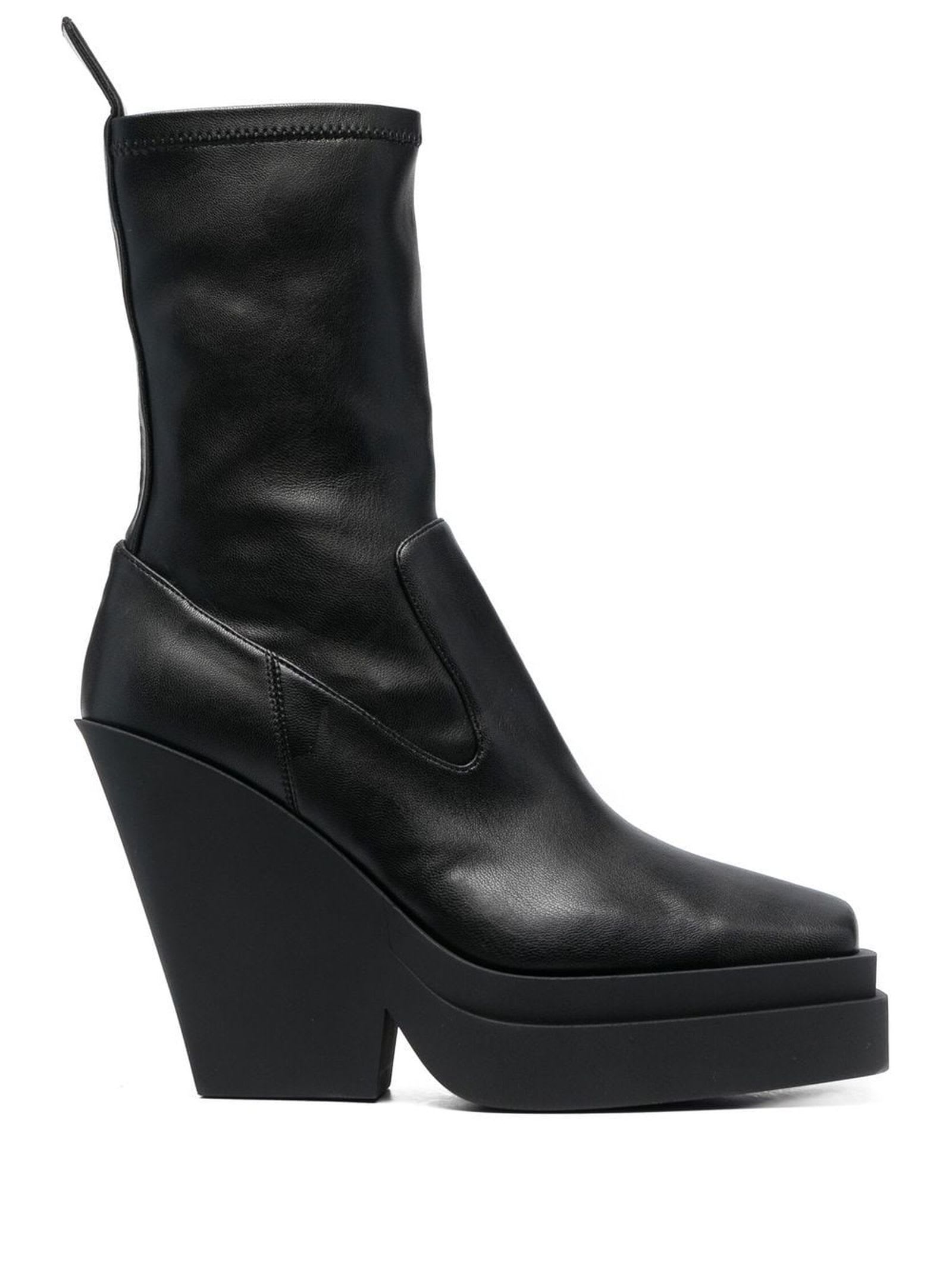 GIA BORGHINI Black Calf Leather Ankle Boots